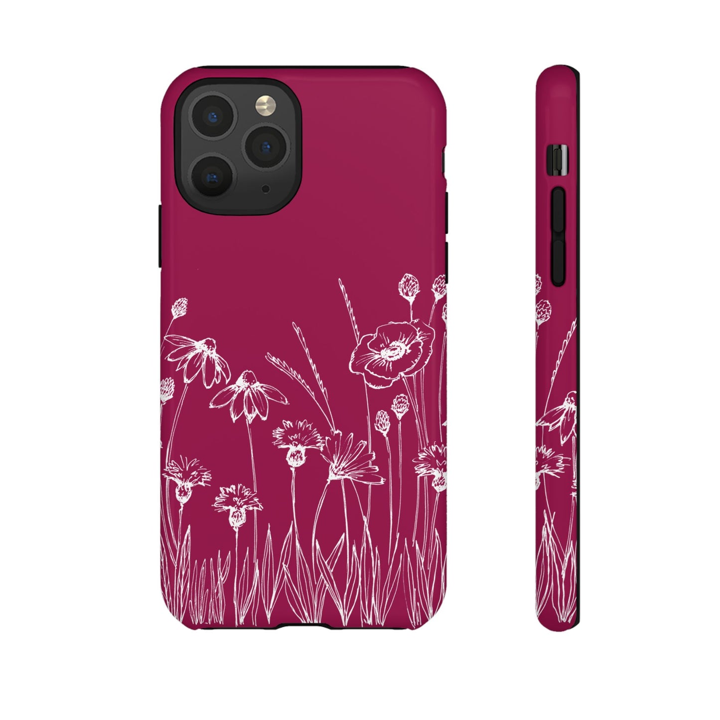 Doodle Flower Phone Case Berry