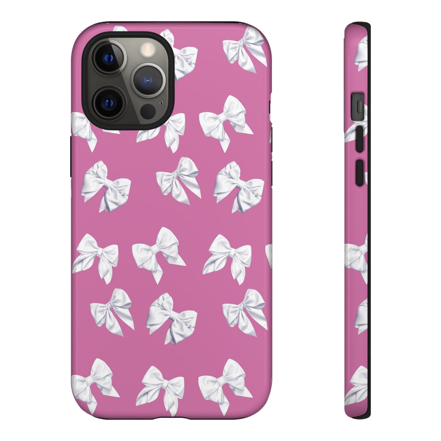 Bow Phone Case White on Pink