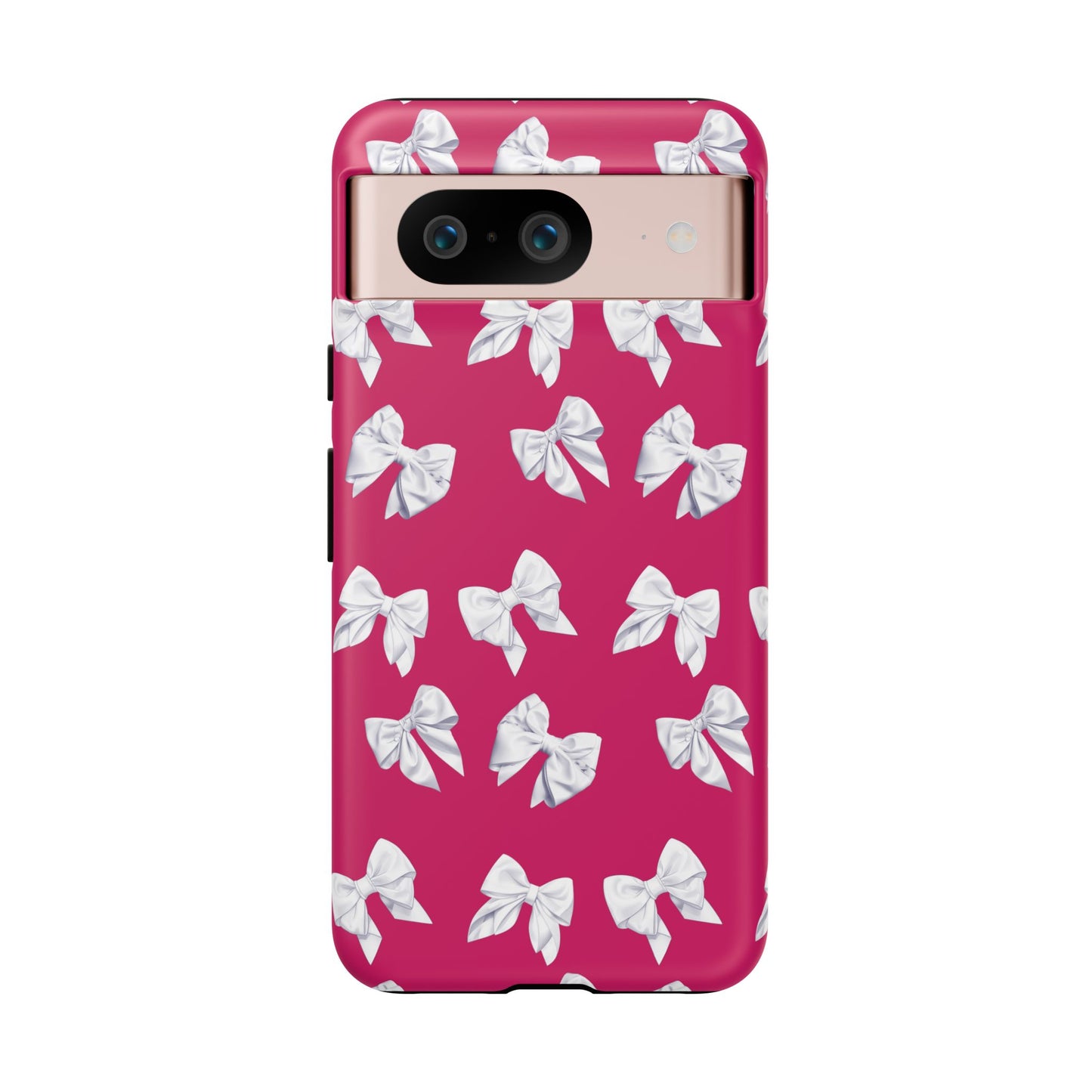 Bow Phone Case White on Hot Pink