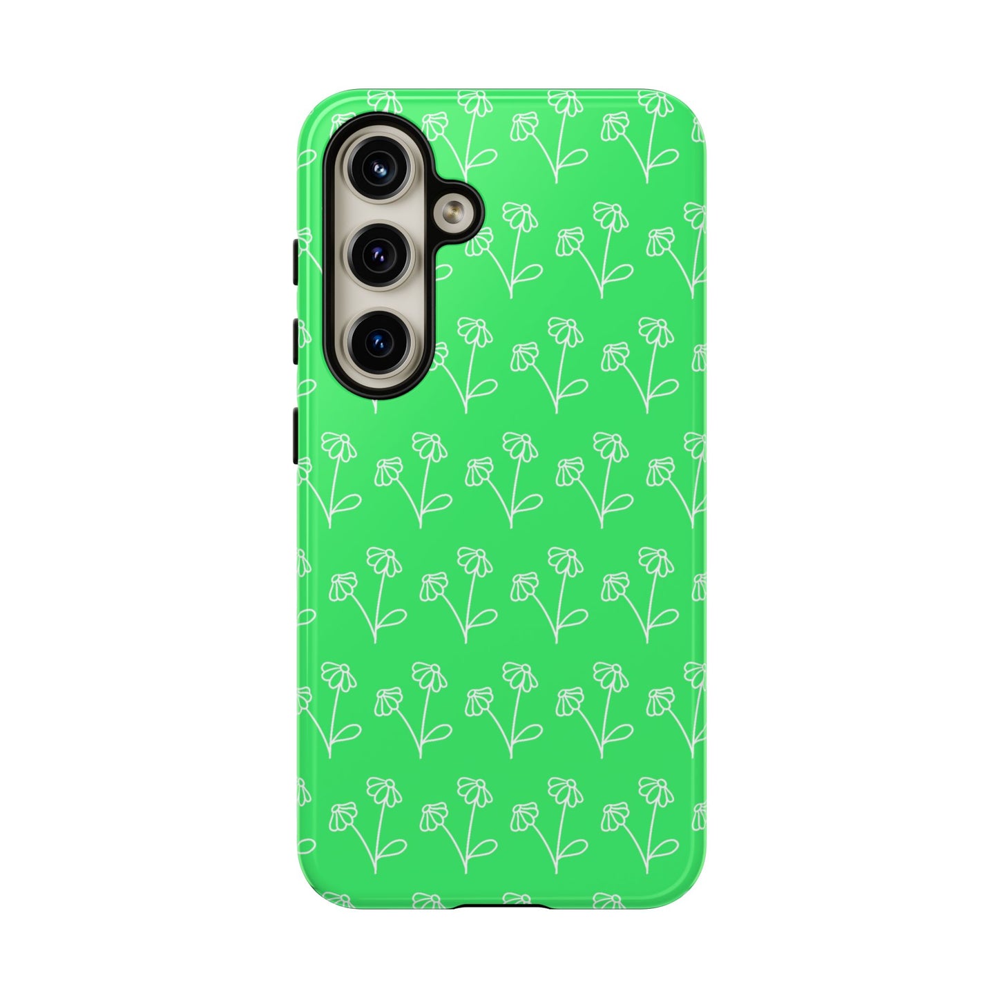 Doodle Flowers Phone Case Bright Green