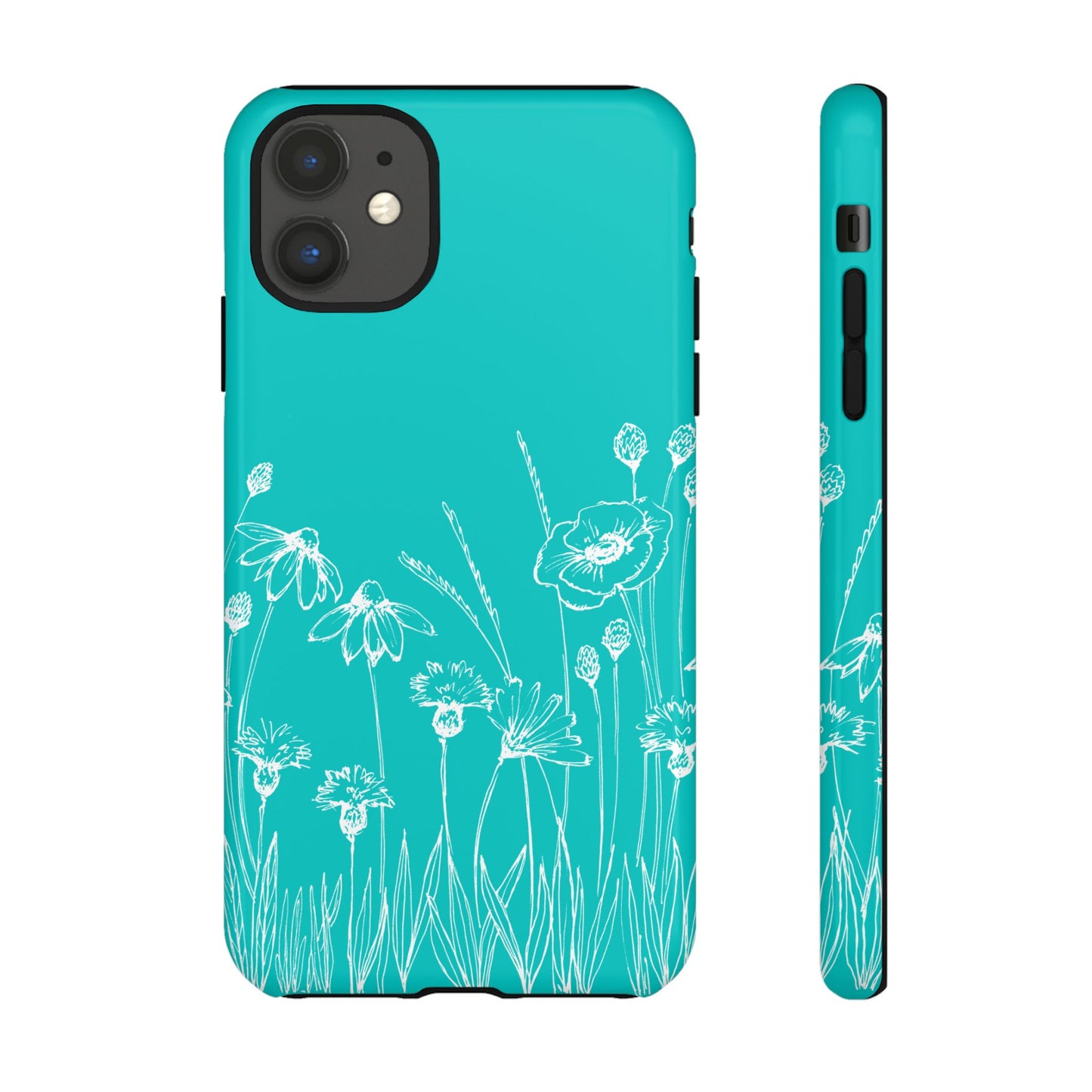 Doodle Flower Phone Case Aqua