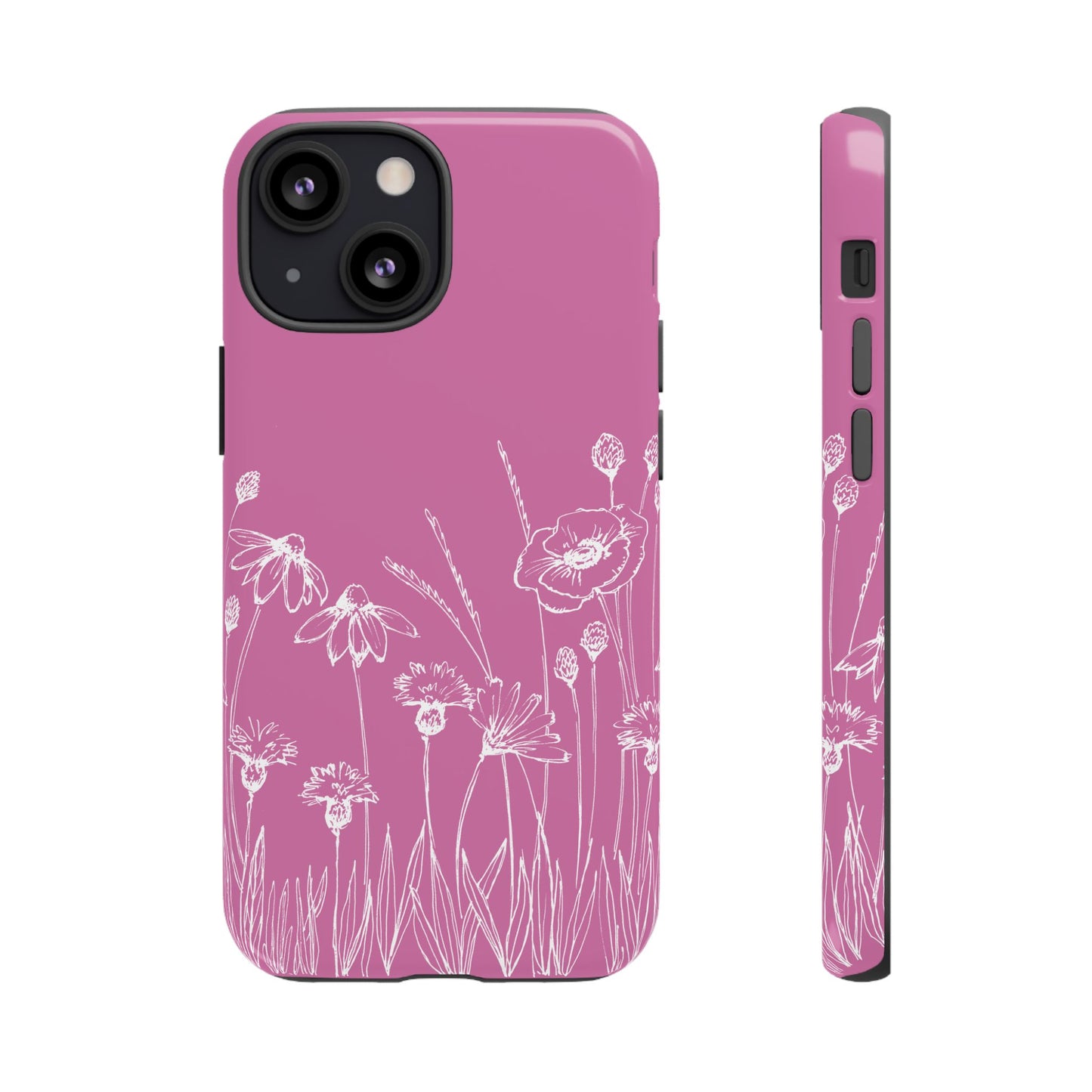 Doodle Flower Phone Case Pink