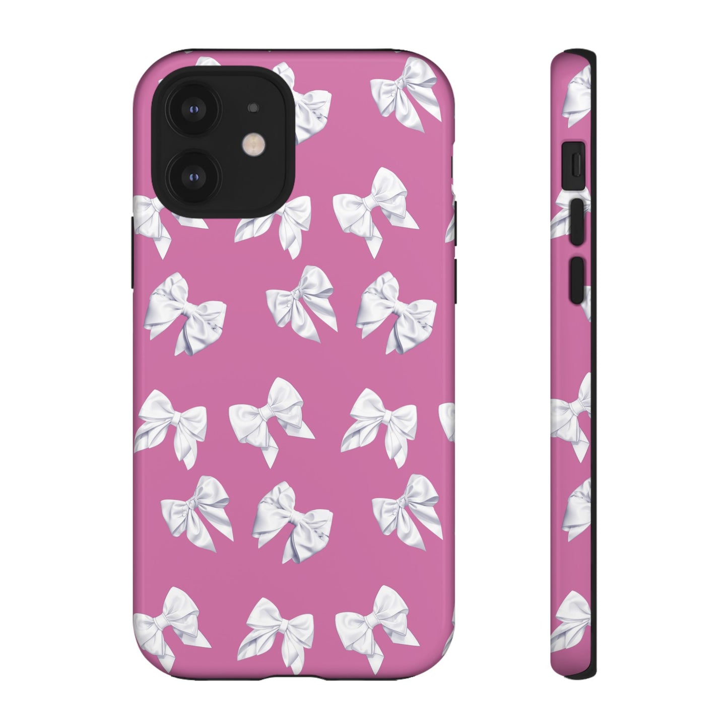 Bow Phone Case White on Pink