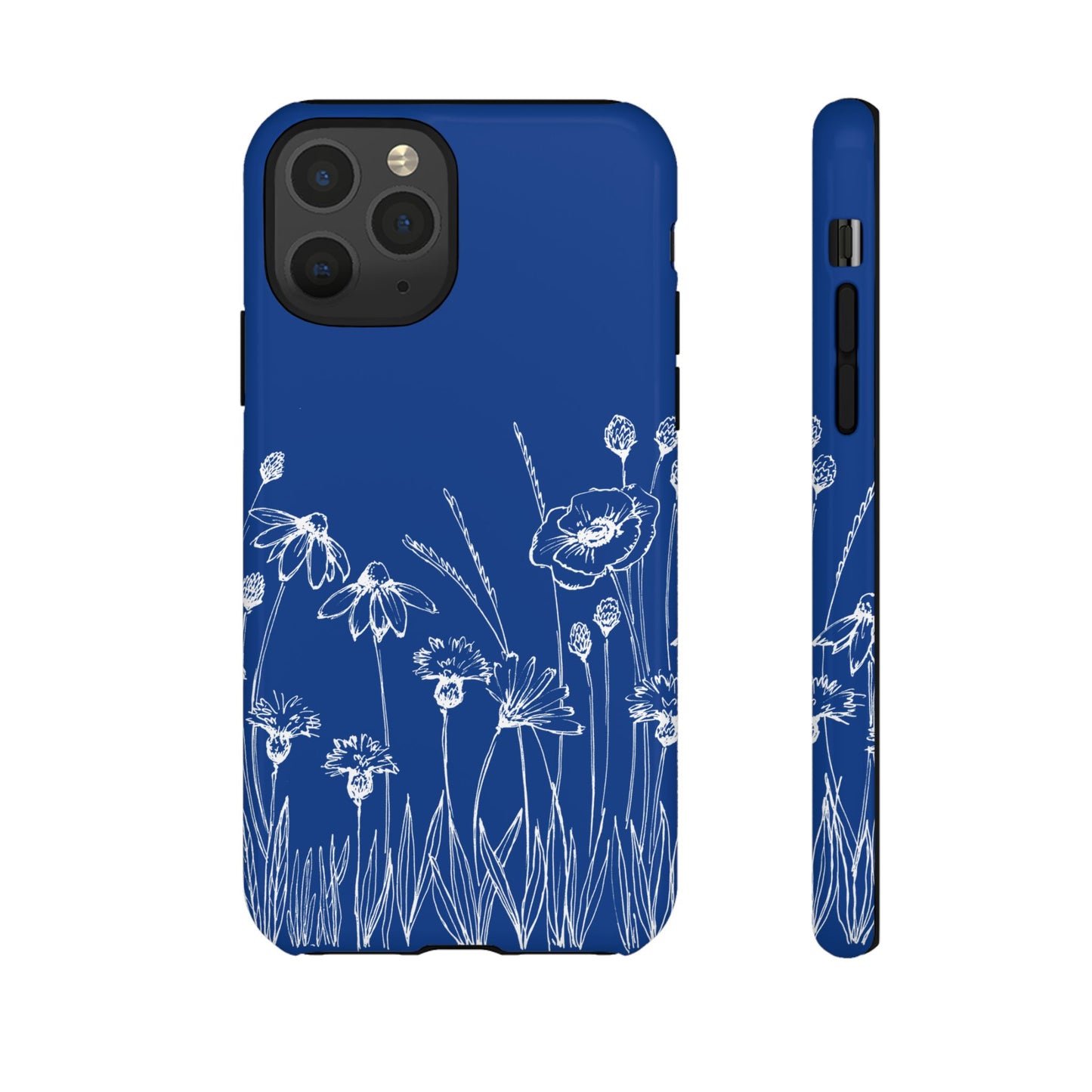 Doodle Flower Phone Case Blue