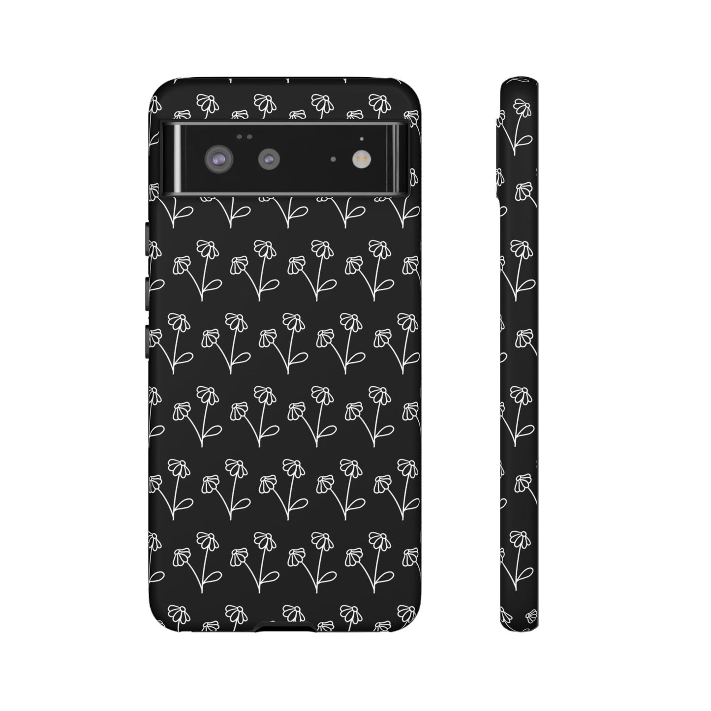 Doodle Flowers Phone Case Black