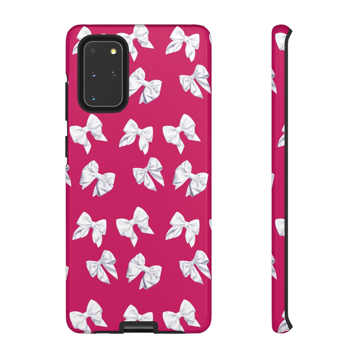 Bow Phone Case White on Hot Pink