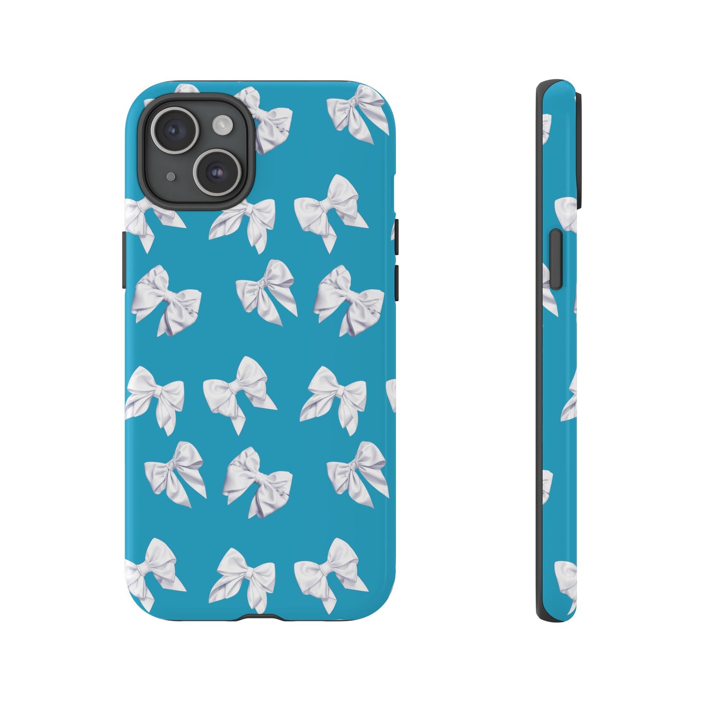 Bow Phone Case White on Turquoise