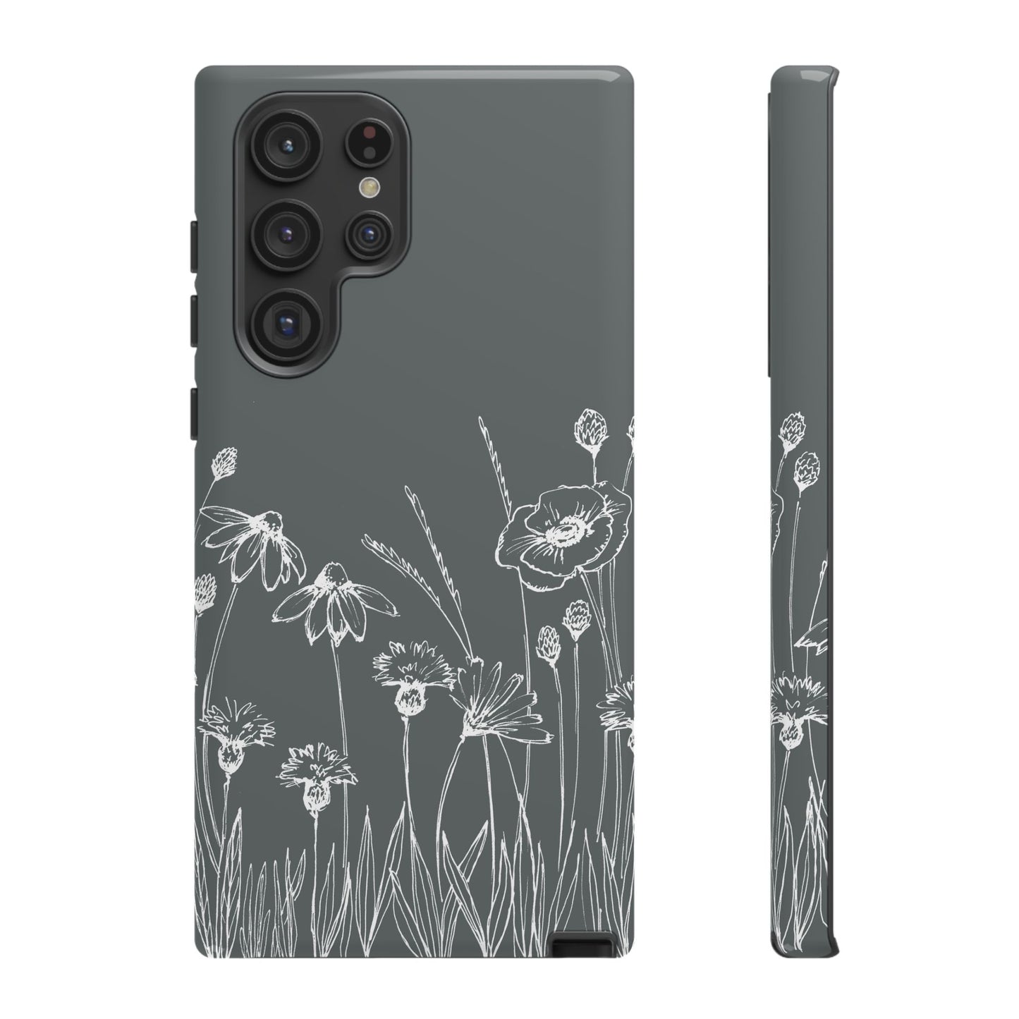 Doodle Flower Phone Case Gray