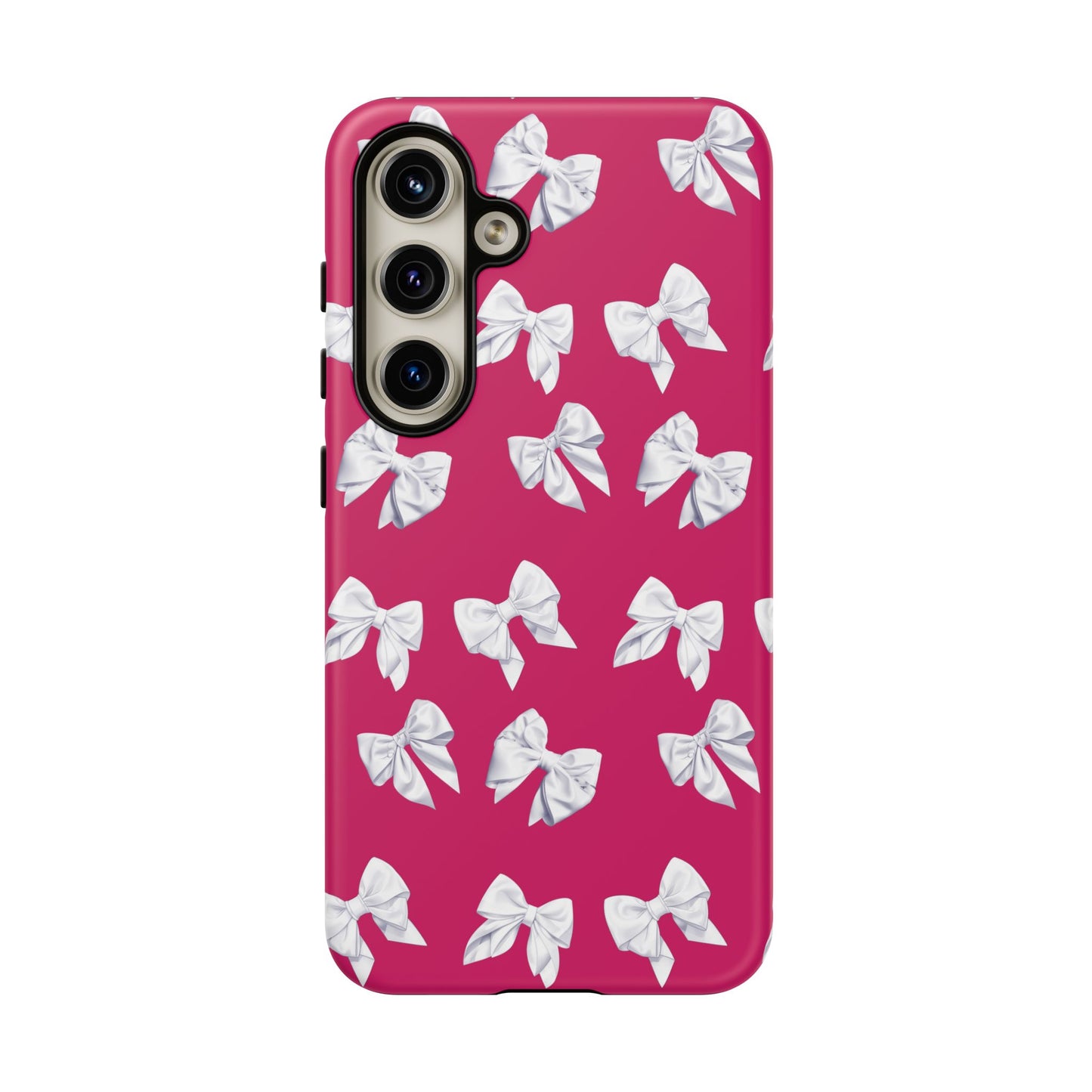 Bow Phone Case White on Hot Pink