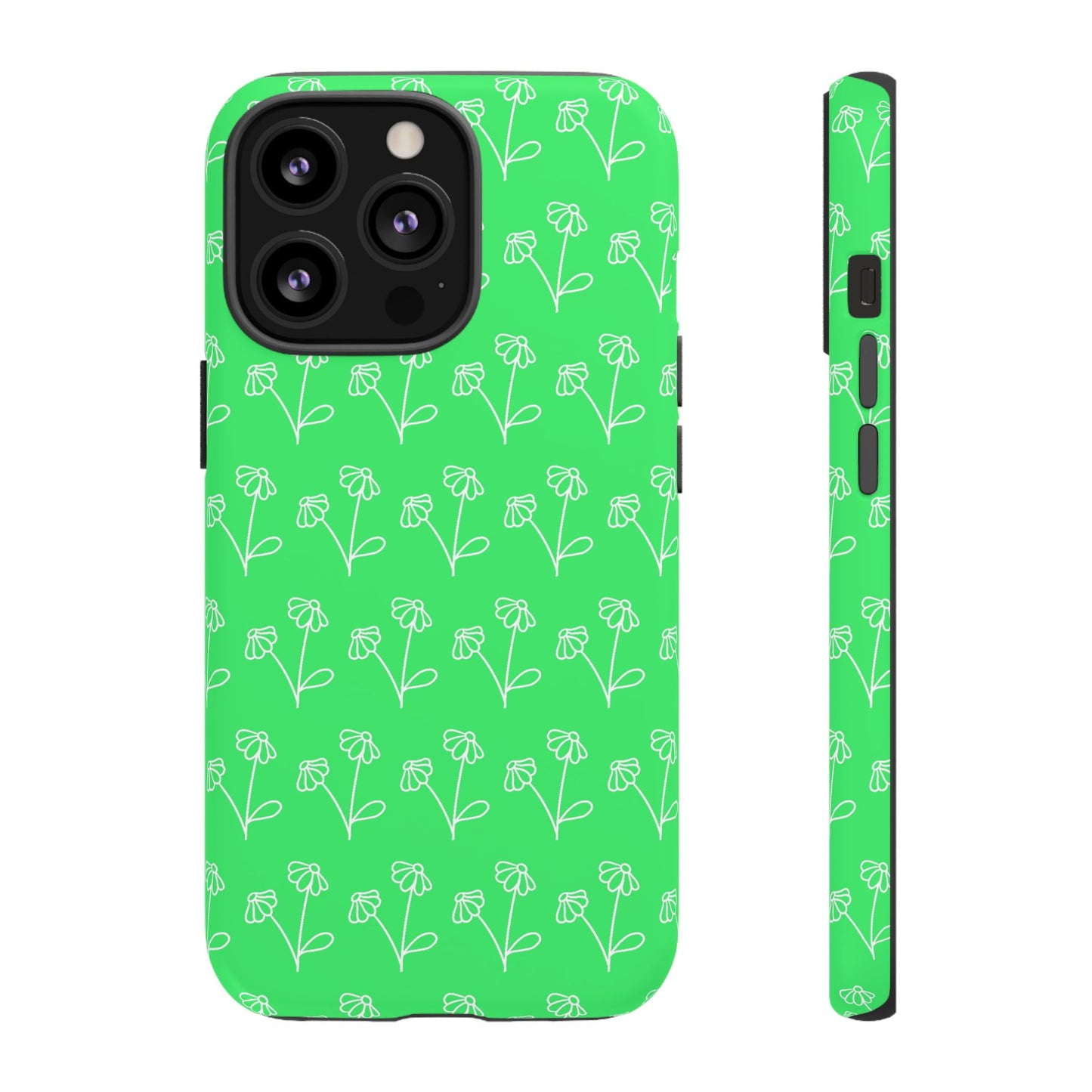 Doodle Flowers Phone Case Bright Green