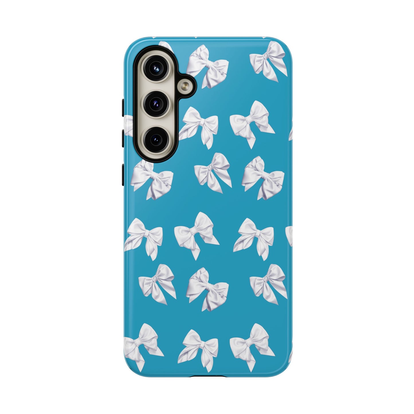 Bow Phone Case White on Turquoise