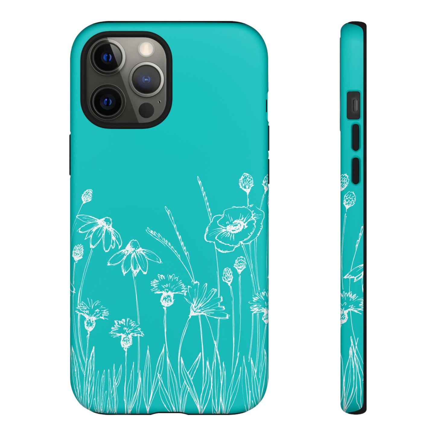 Doodle Flower Phone Case Aqua