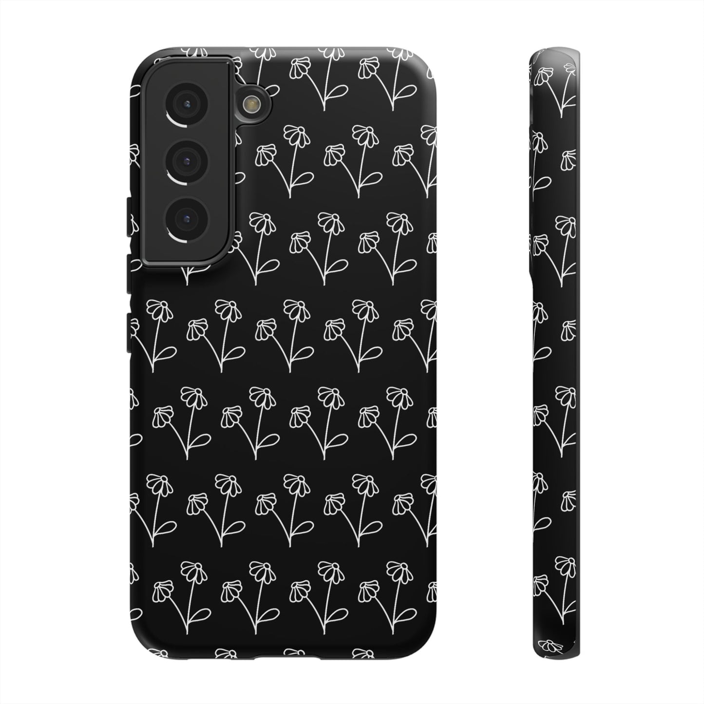 Doodle Flowers Phone Case Black