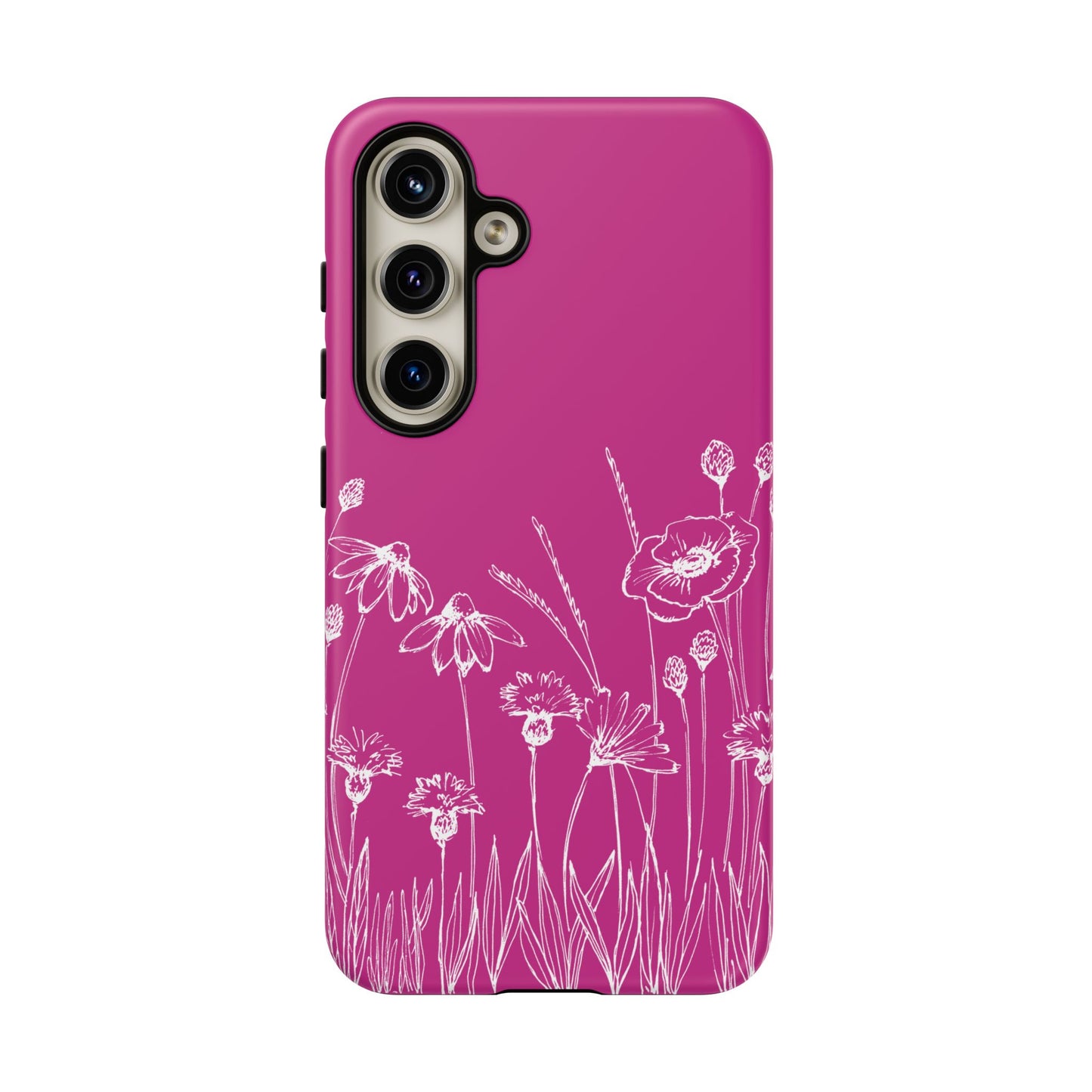 Doodle Flower Phone Case Hot Pink