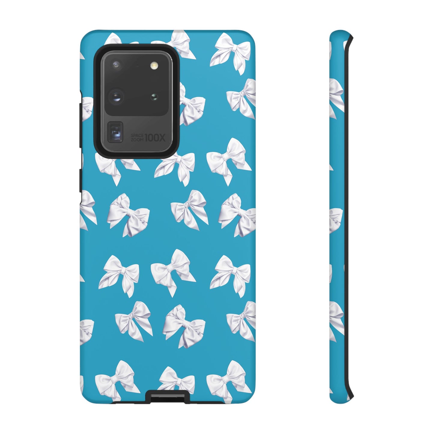 Bow Phone Case White on Turquoise