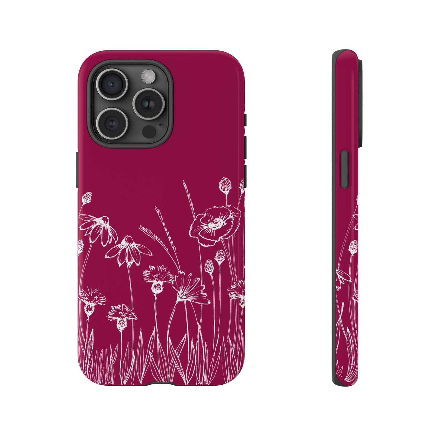 Doodle Flower Phone Case Berry