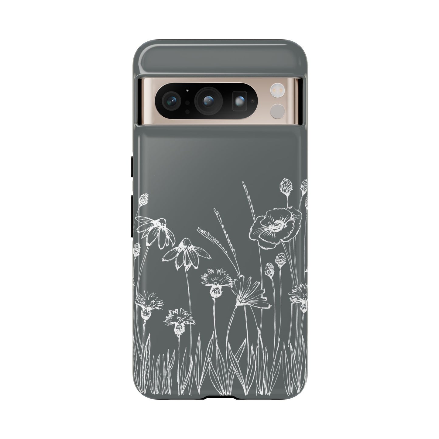 Doodle Flower Phone Case Gray