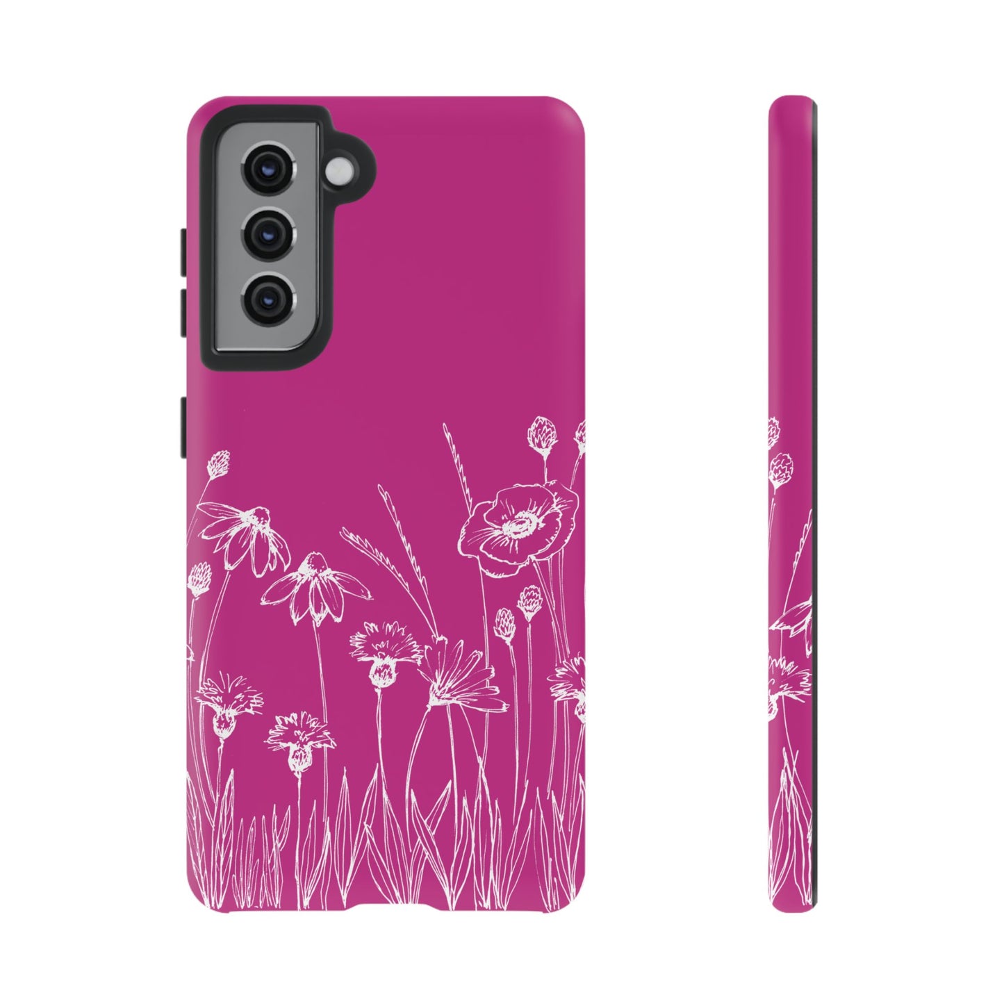 Doodle Flower Phone Case Hot Pink