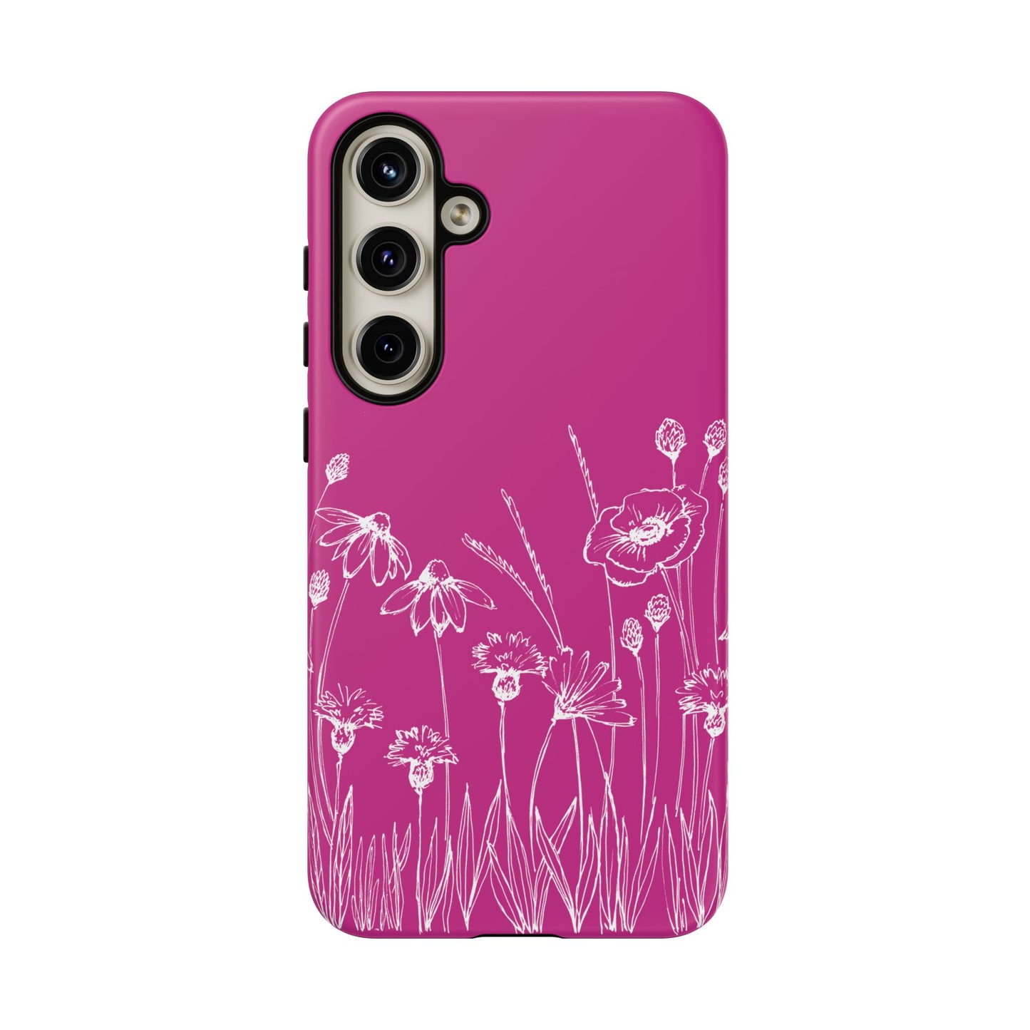 Doodle Flower Phone Case Hot Pink