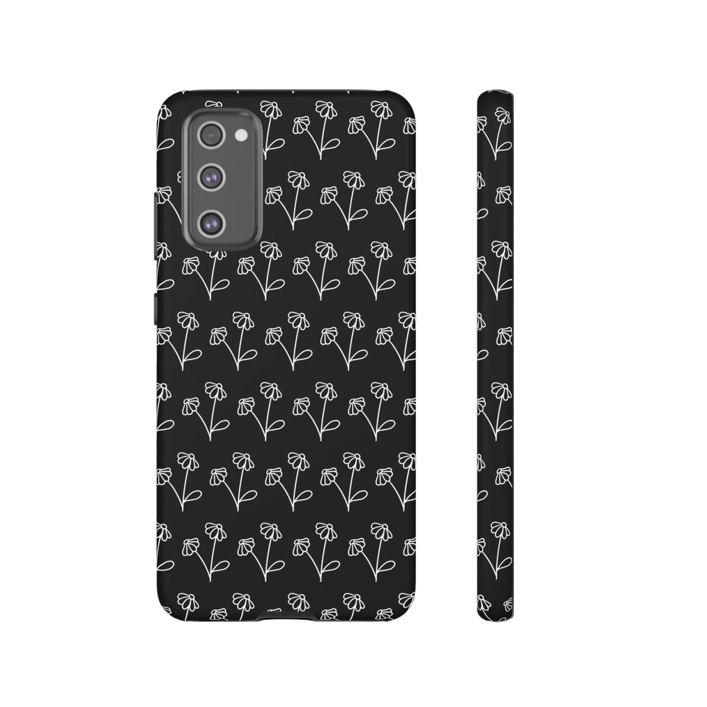 Doodle Flowers Phone Case Black