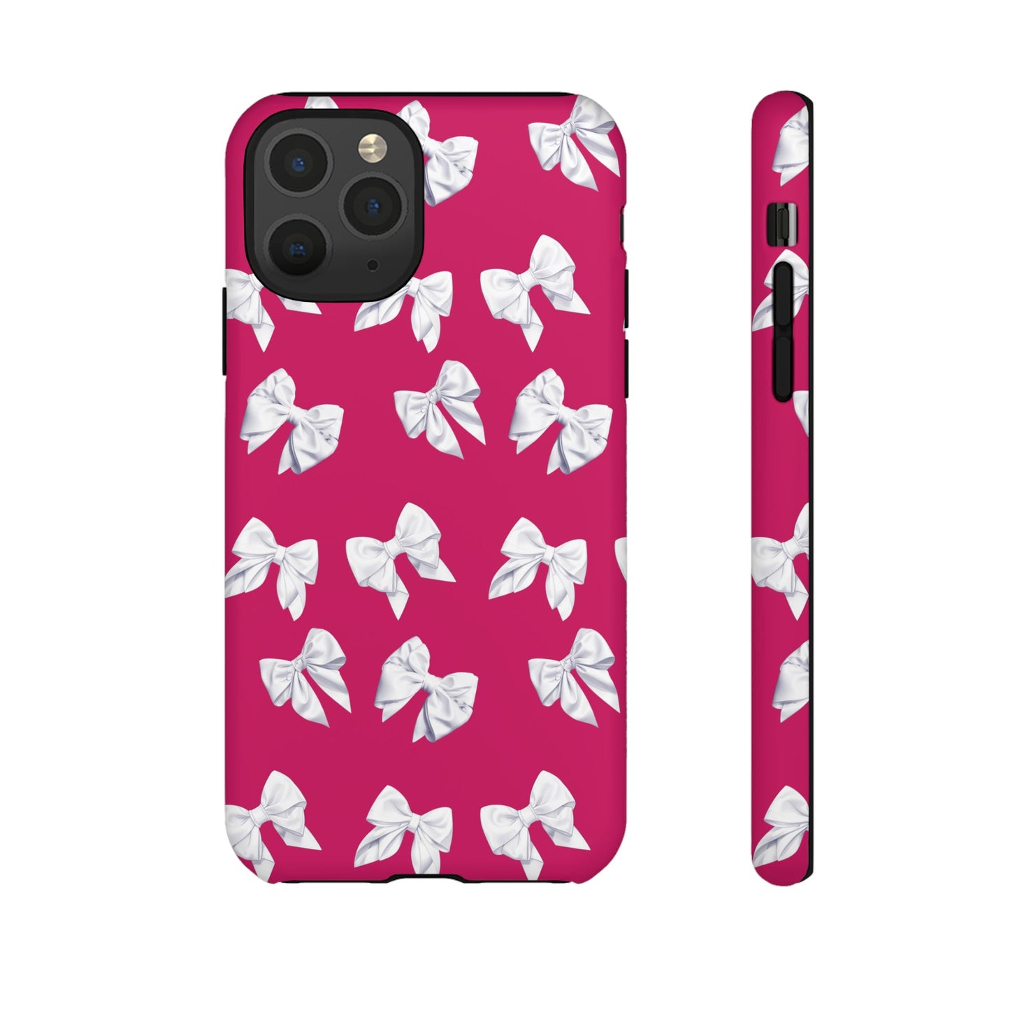 Bow Phone Case White on Hot Pink