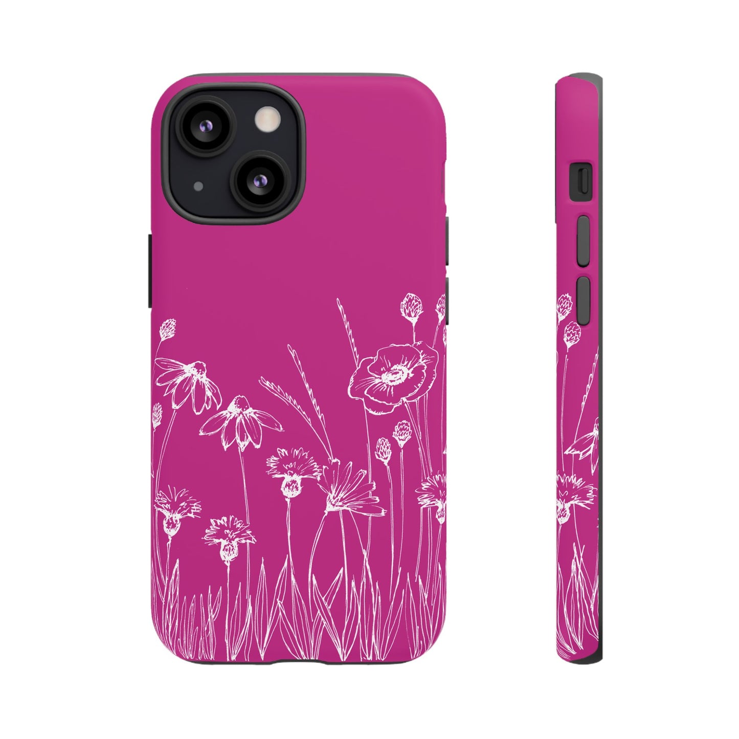 Doodle Flower Phone Case Hot Pink