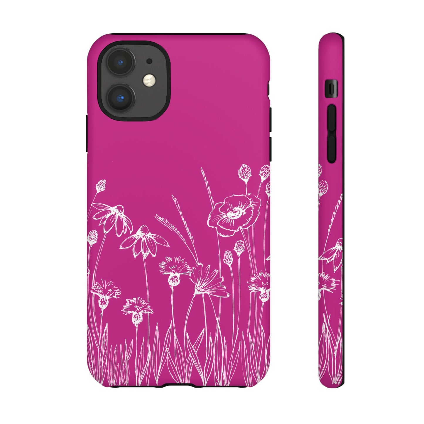 Doodle Flower Phone Case Hot Pink