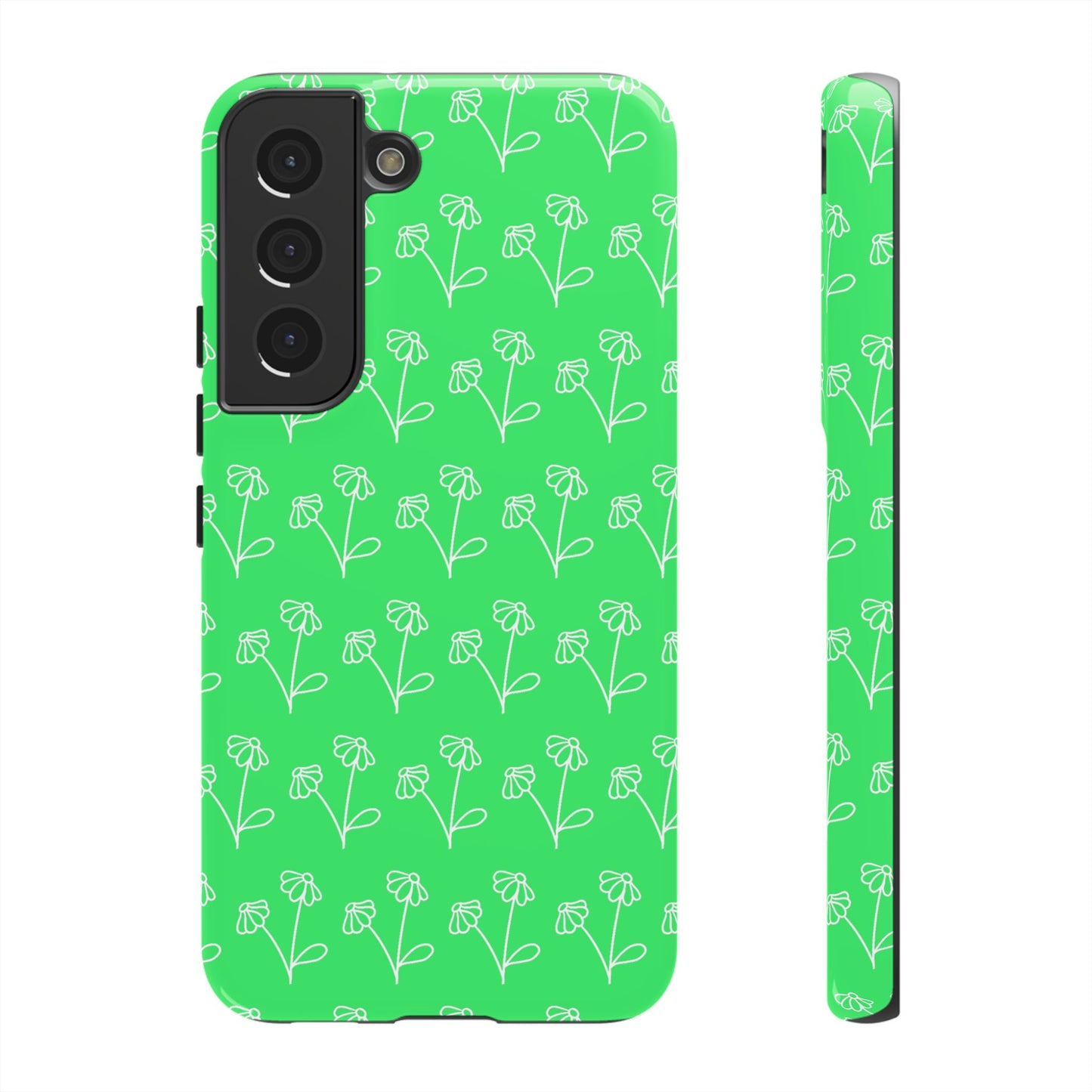 Doodle Flowers Phone Case Bright Green