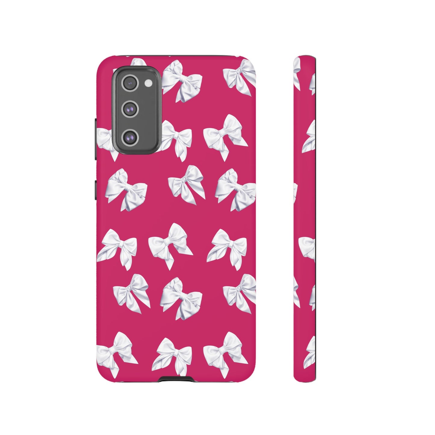 Bow Phone Case White on Hot Pink