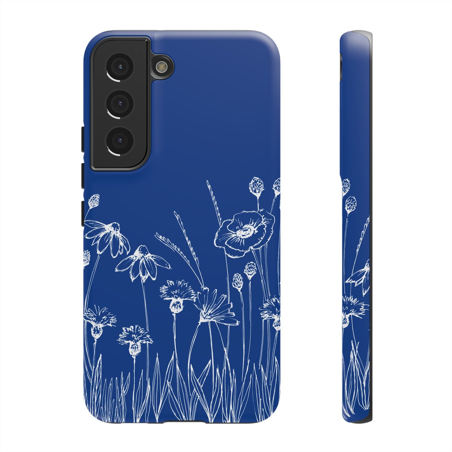 Doodle Flower Phone Case Blue