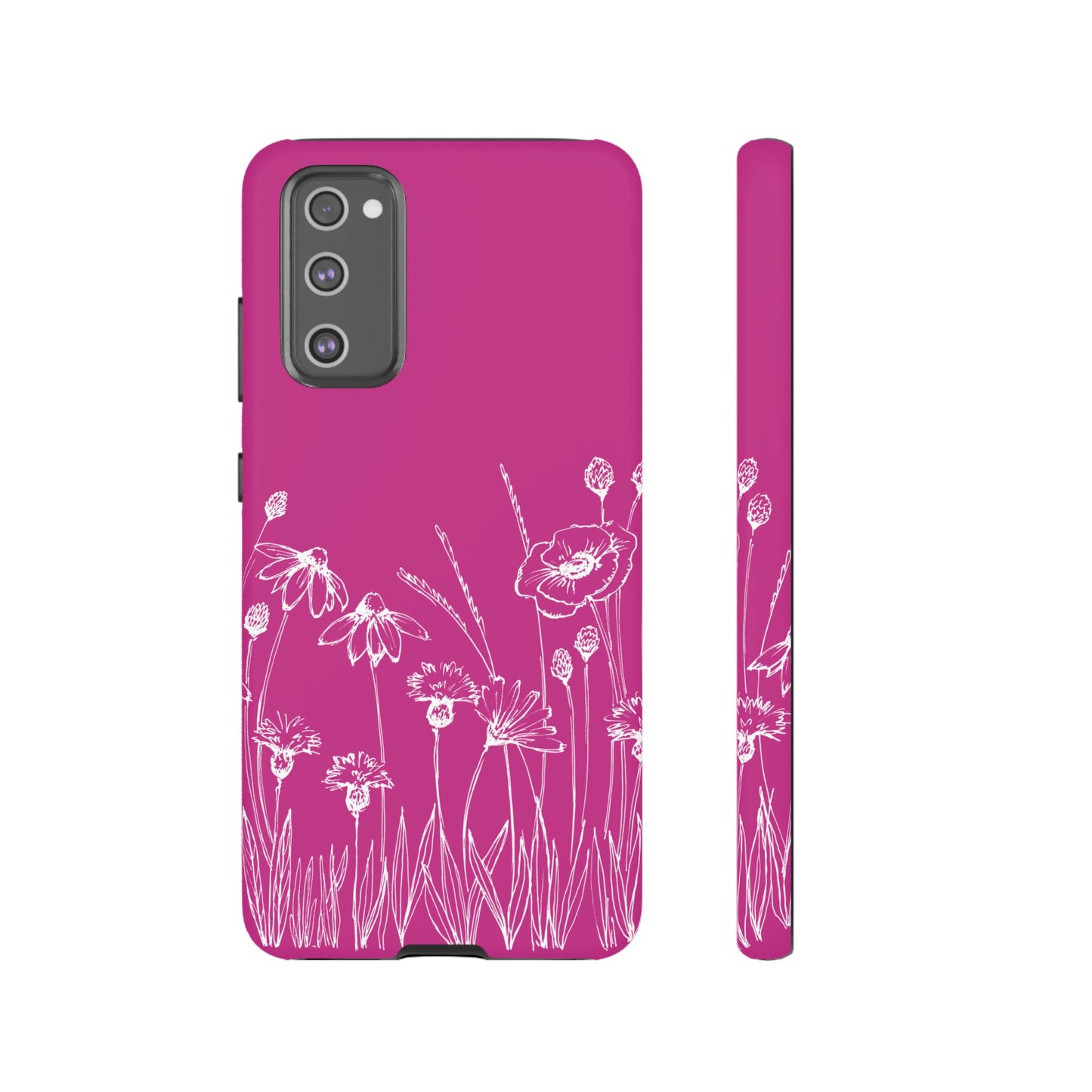 Doodle Flower Phone Case Hot Pink