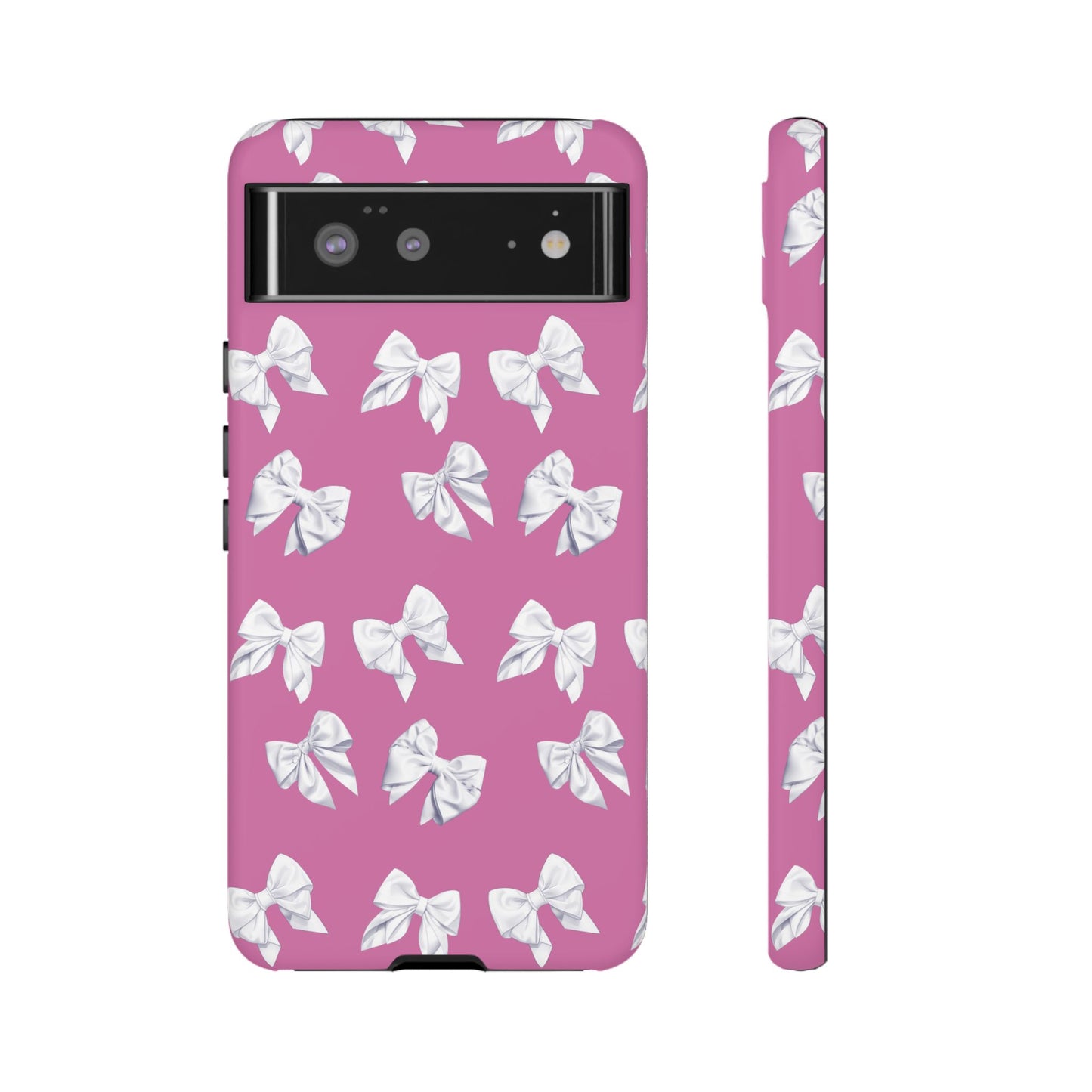 Bow Phone Case White on Pink