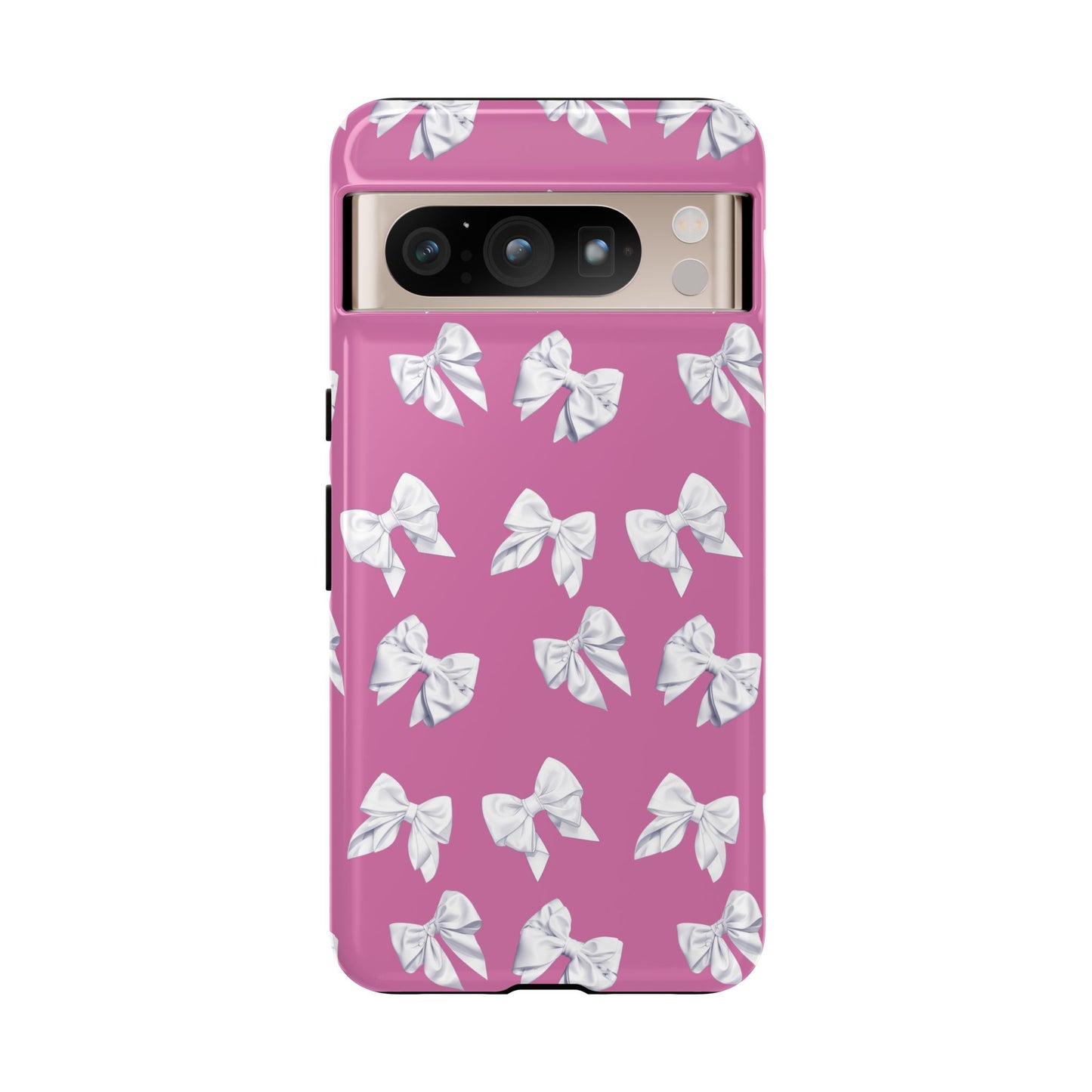 Bow Phone Case White on Pink