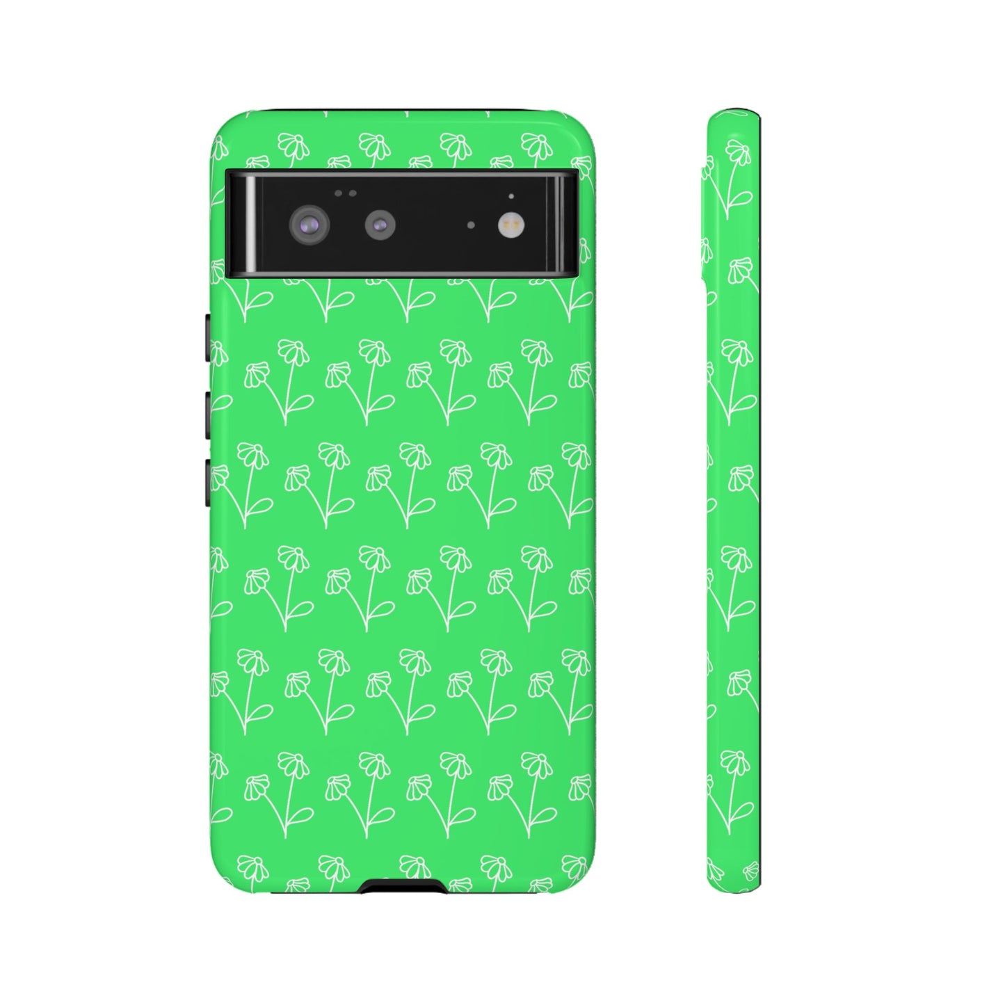 Doodle Flowers Phone Case Bright Green