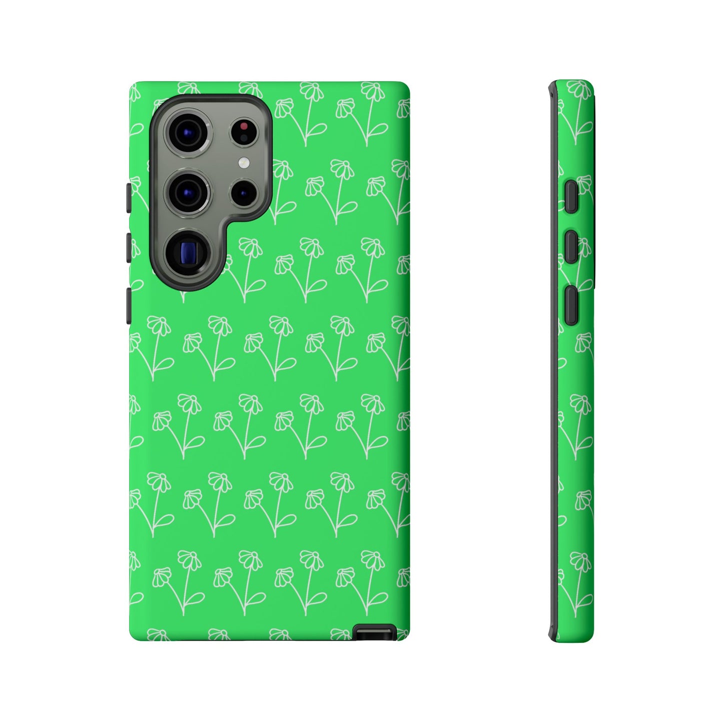 Doodle Flowers Phone Case Bright Green