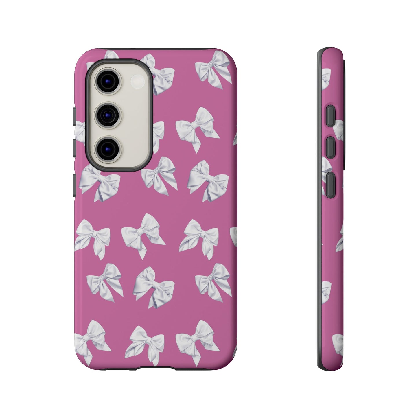 Bow Phone Case White on Pink