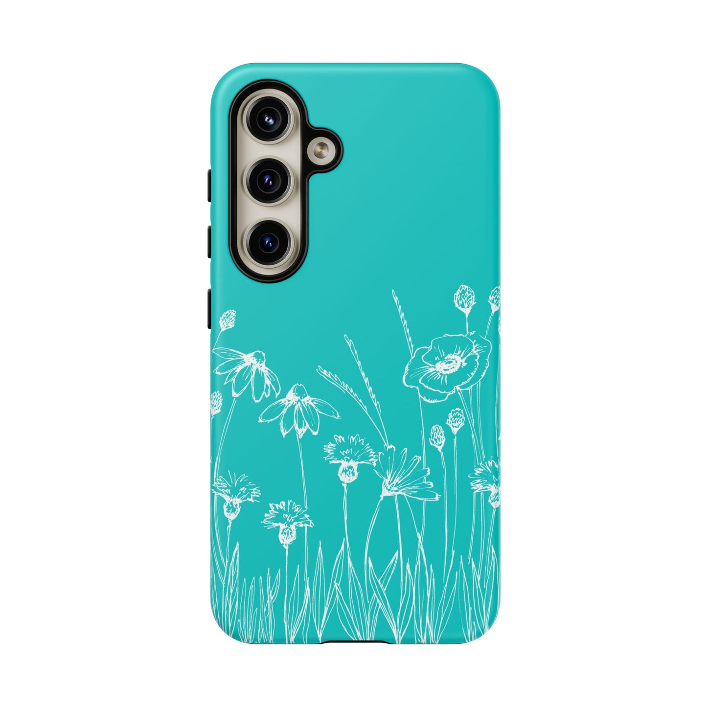 Doodle Flower Phone Case Aqua