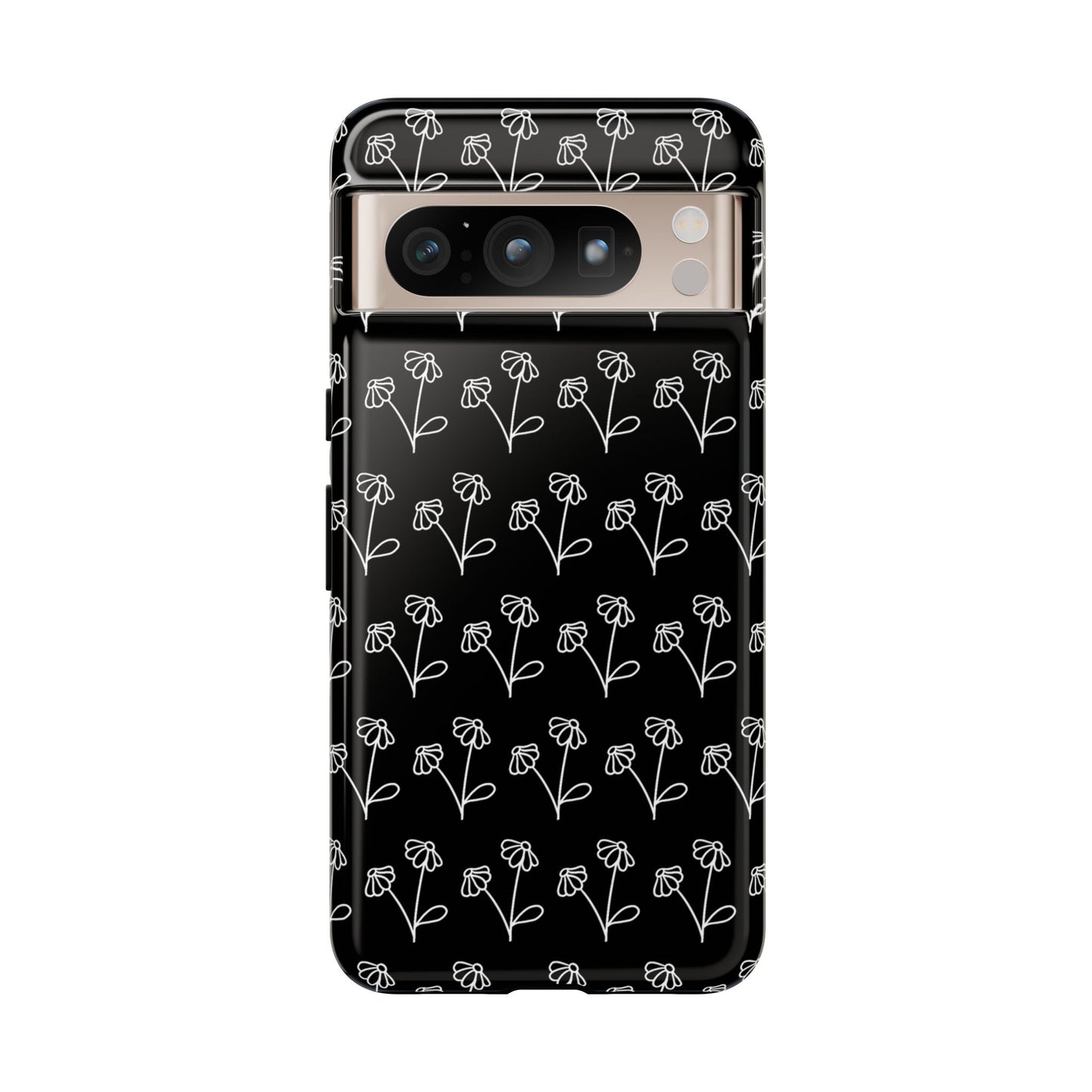 Doodle Flowers Phone Case Black