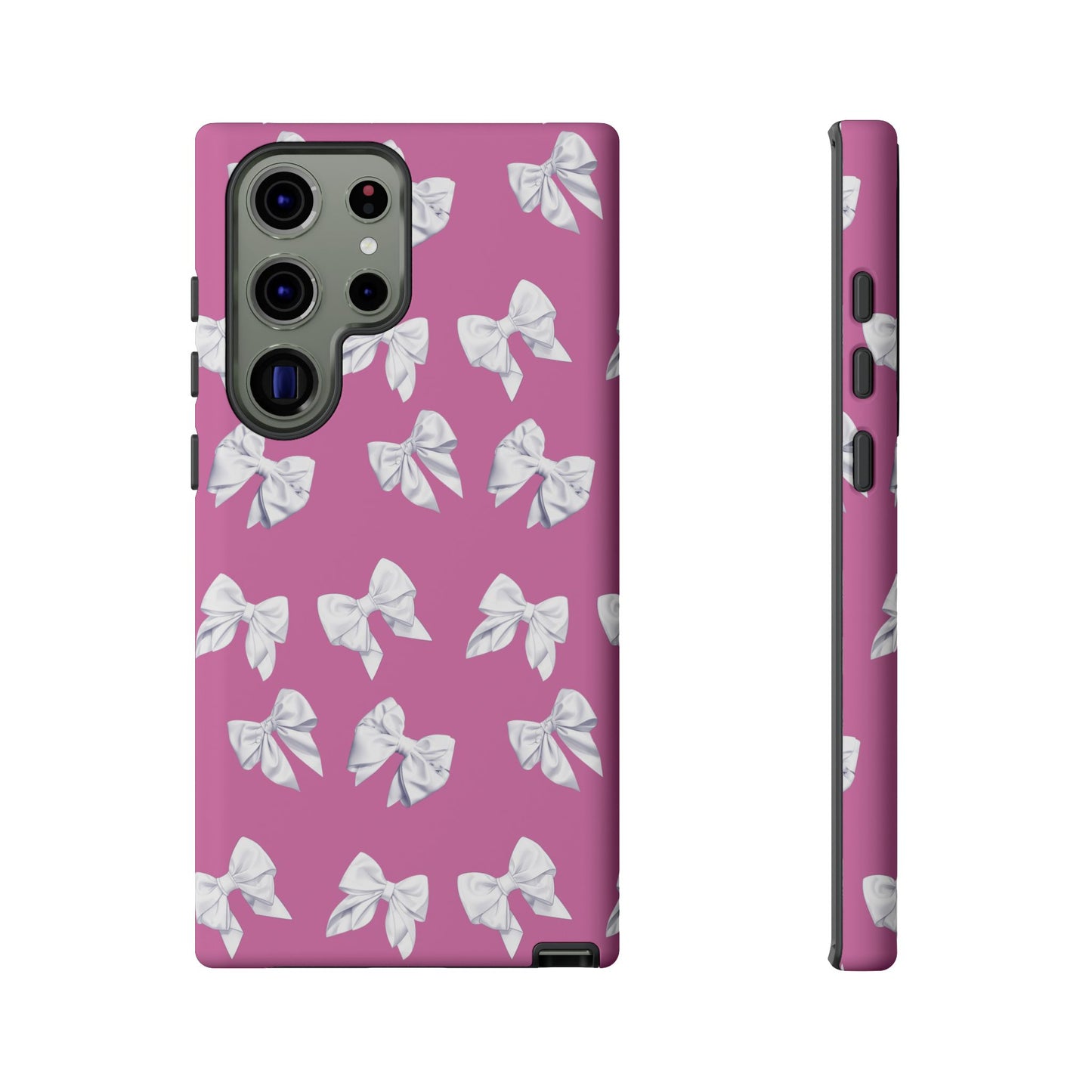 Bow Phone Case White on Pink