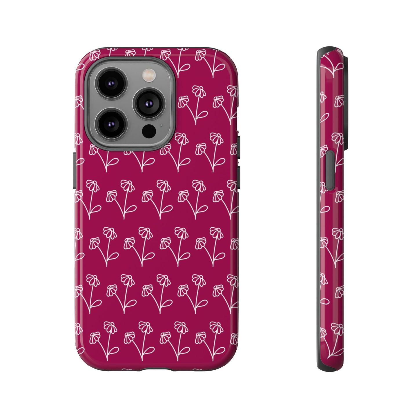 Doodle Flowers Phone Case Berry