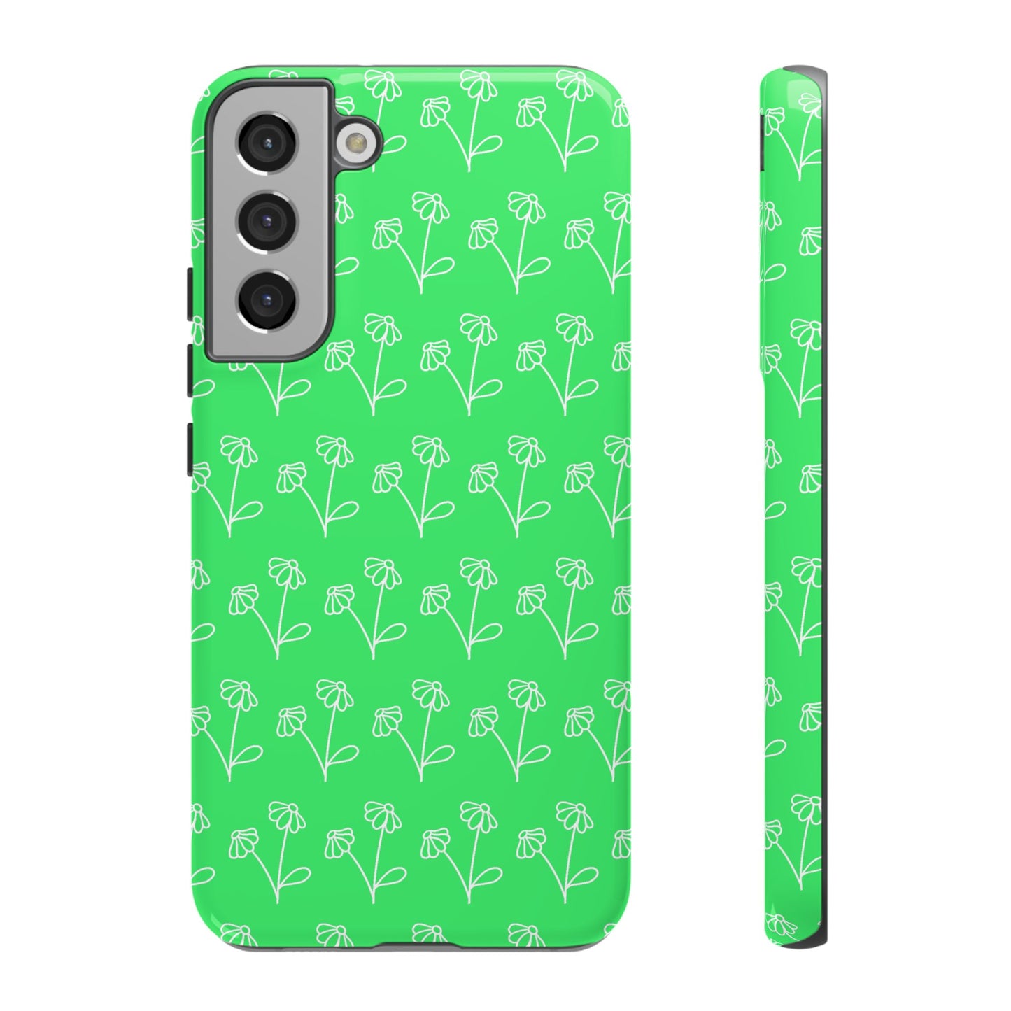 Doodle Flowers Phone Case Bright Green