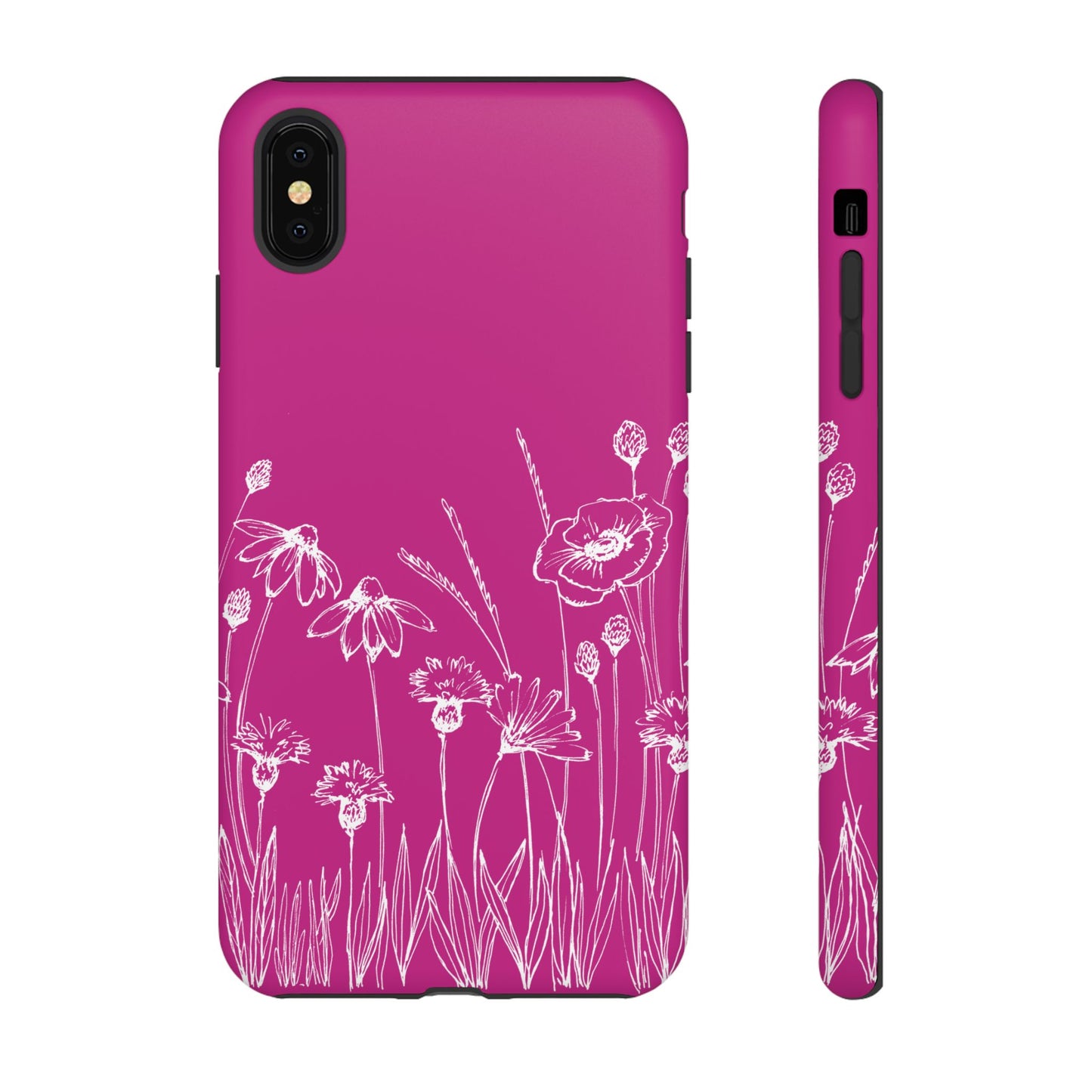 Doodle Flower Phone Case Hot Pink