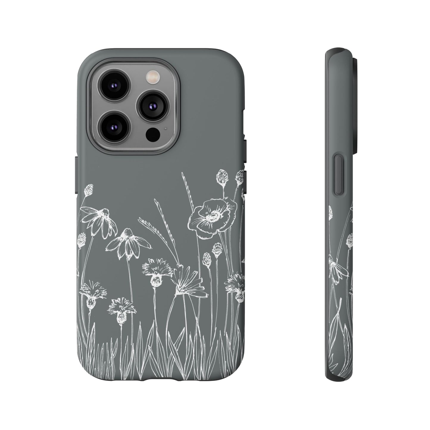 Doodle Flower Phone Case Gray