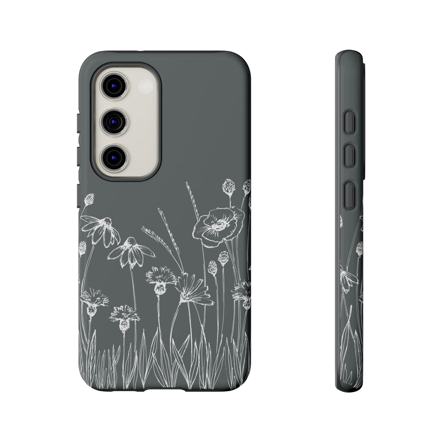 Doodle Flower Phone Case Gray