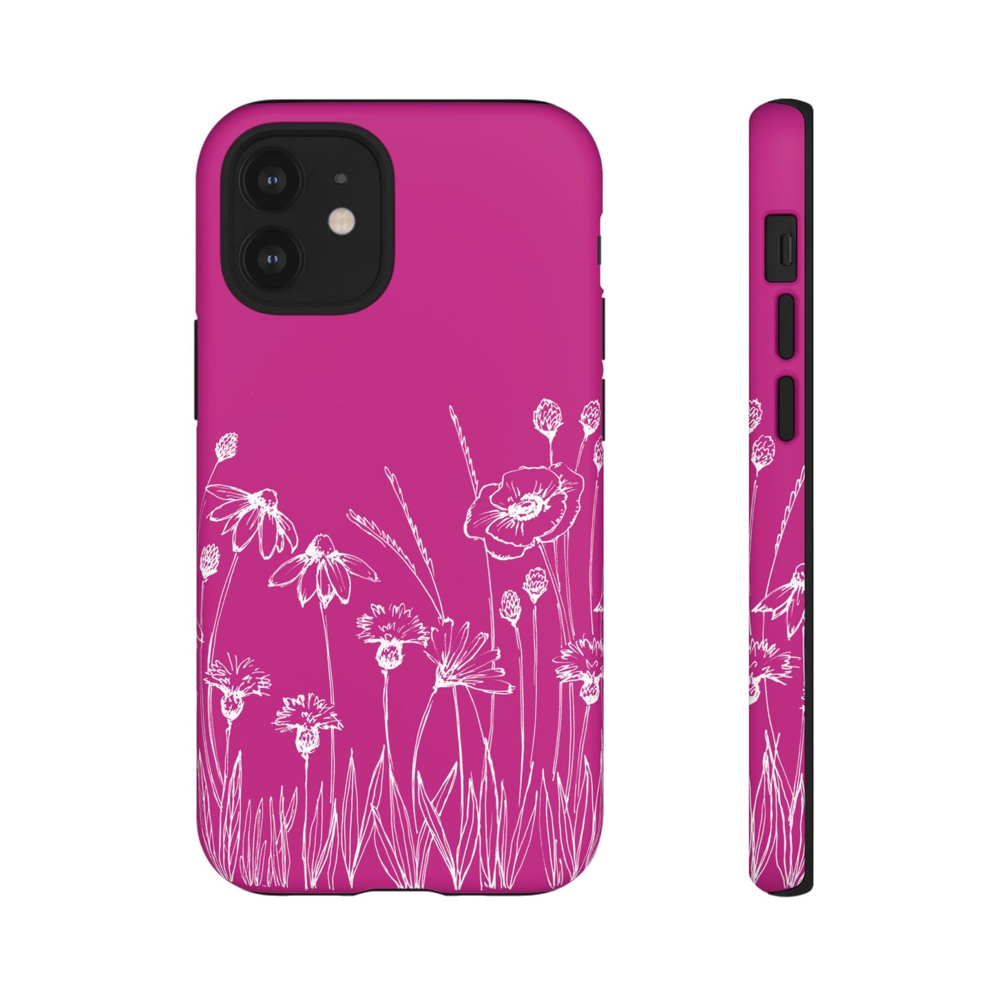 Doodle Flower Phone Case Hot Pink