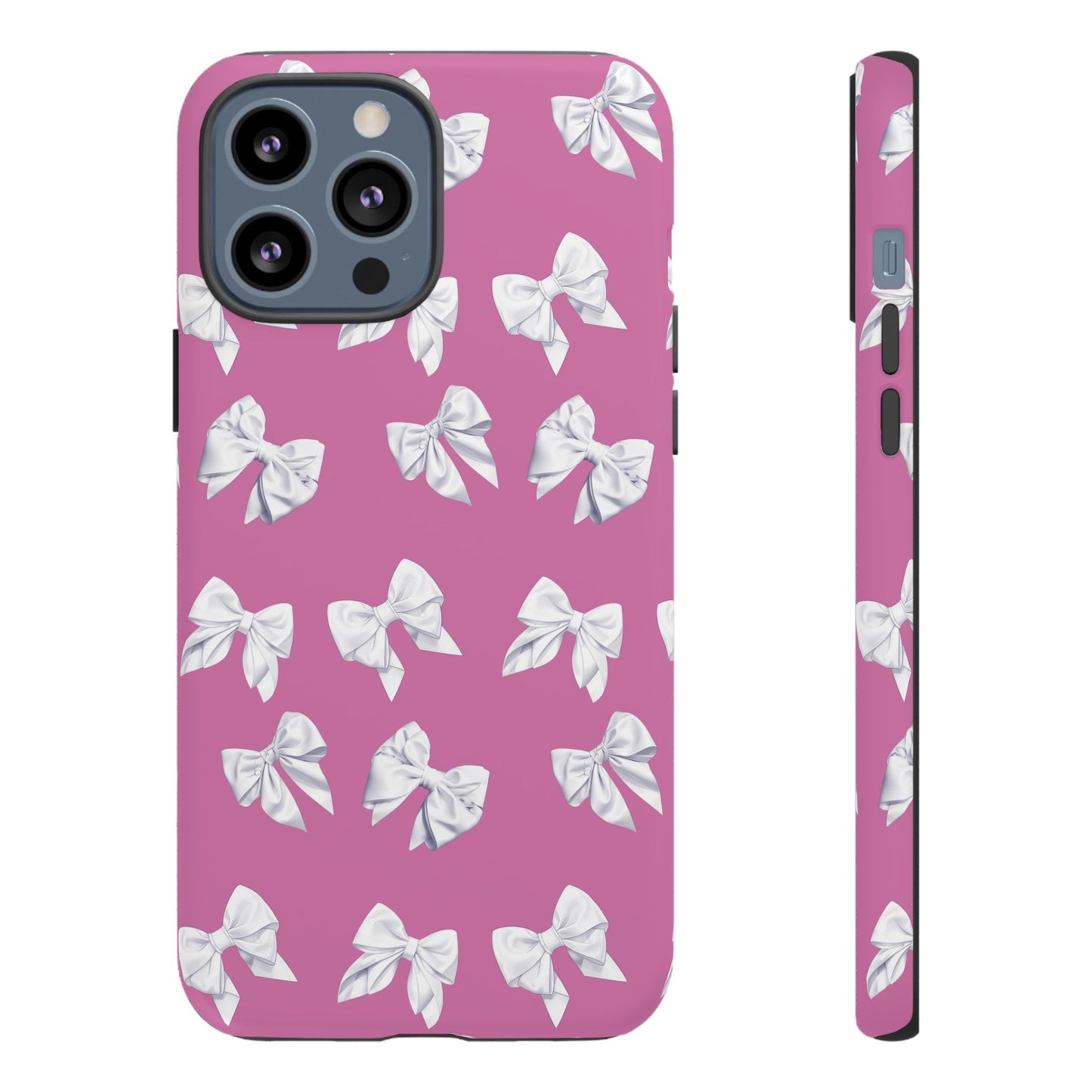 Bow Phone Case White on Pink