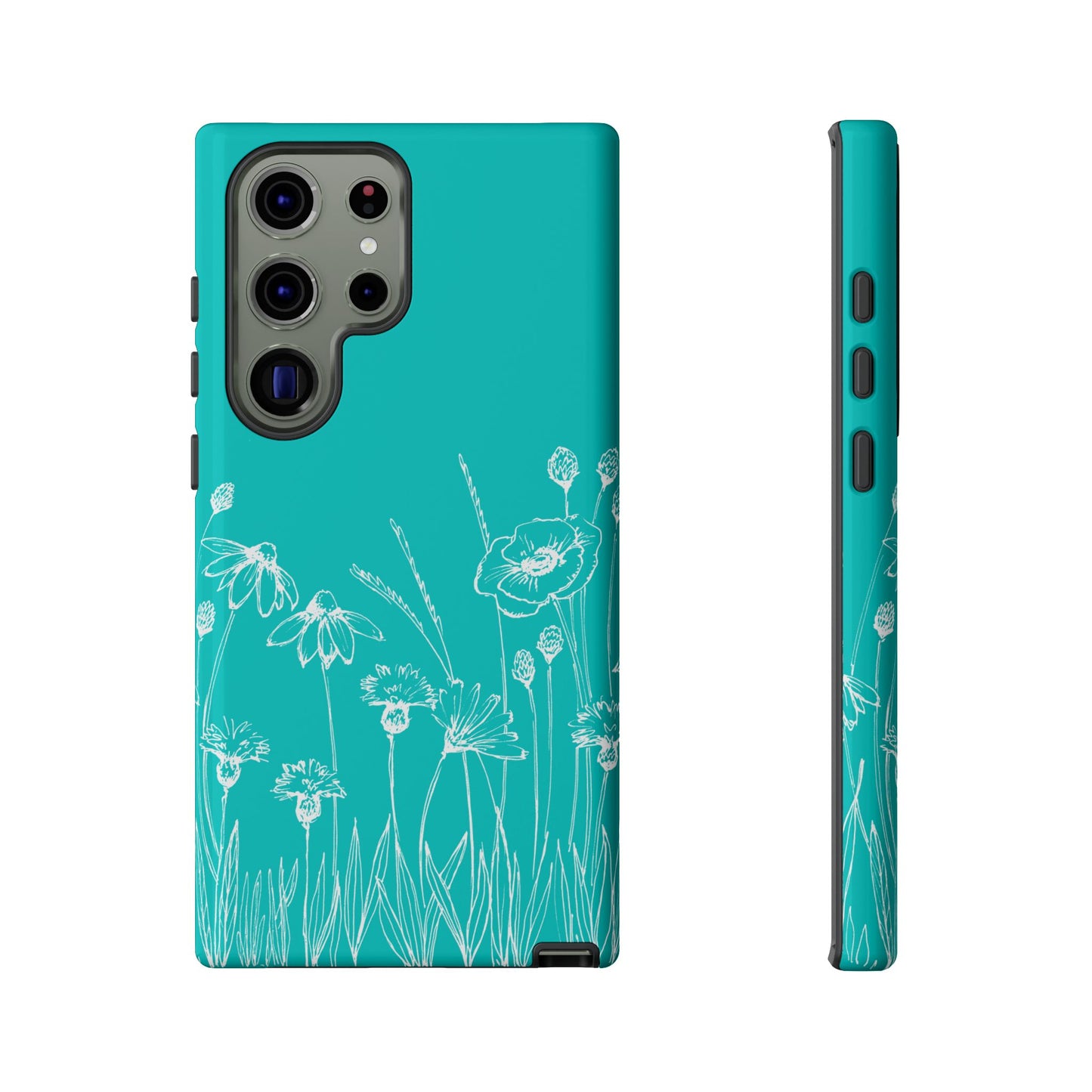 Doodle Flower Phone Case Aqua