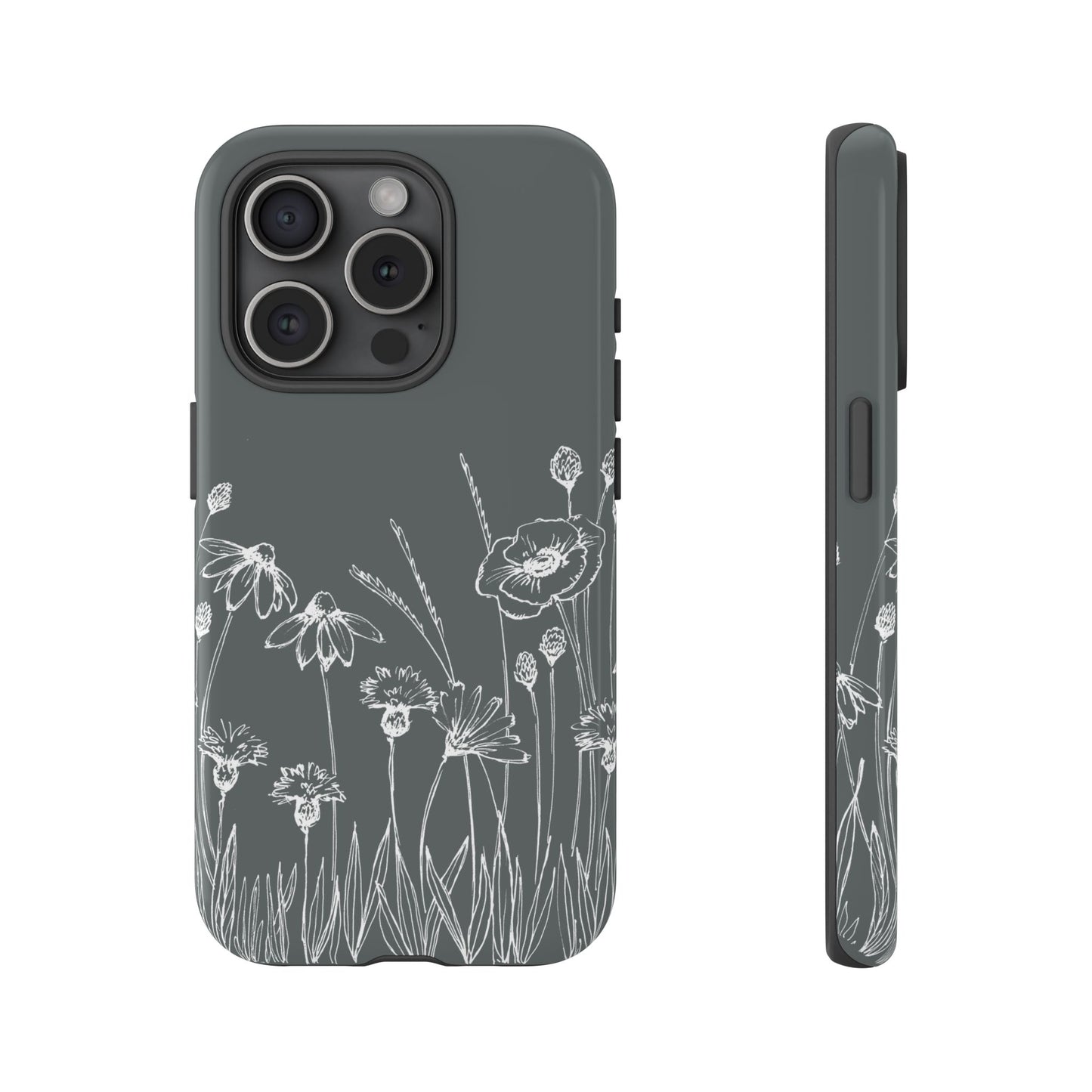 Doodle Flower Phone Case Gray