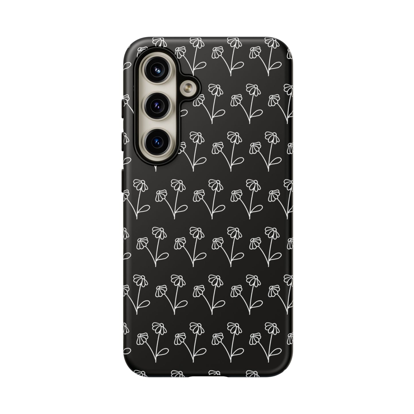 Doodle Flowers Phone Case Black