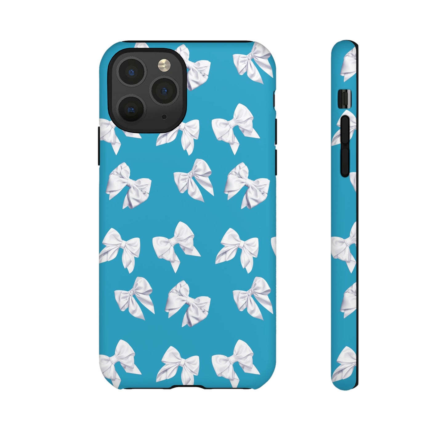 Bow Phone Case White on Turquoise